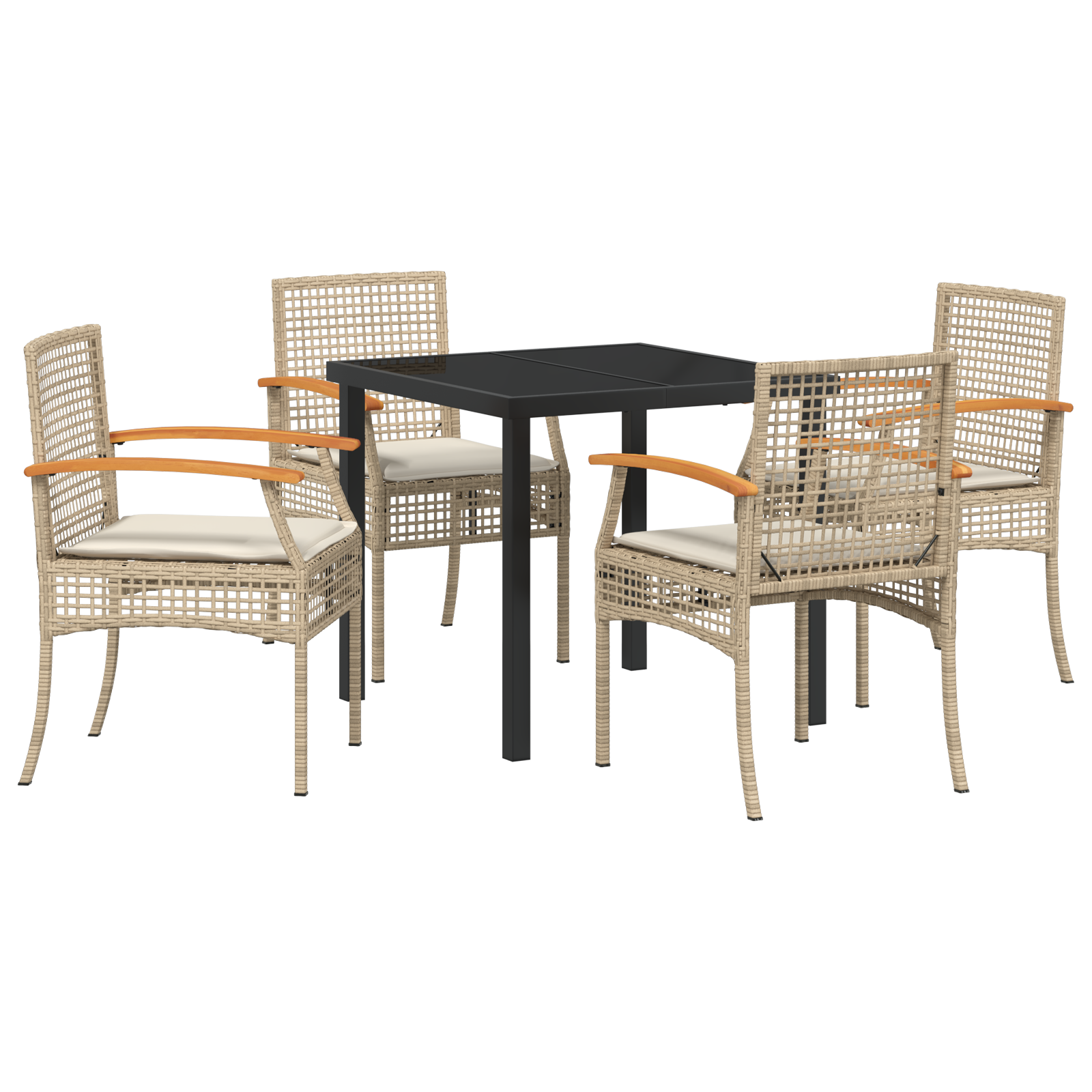 Set de dining pe 5 piese cu perne din rattan bej GartenMobel Dekor