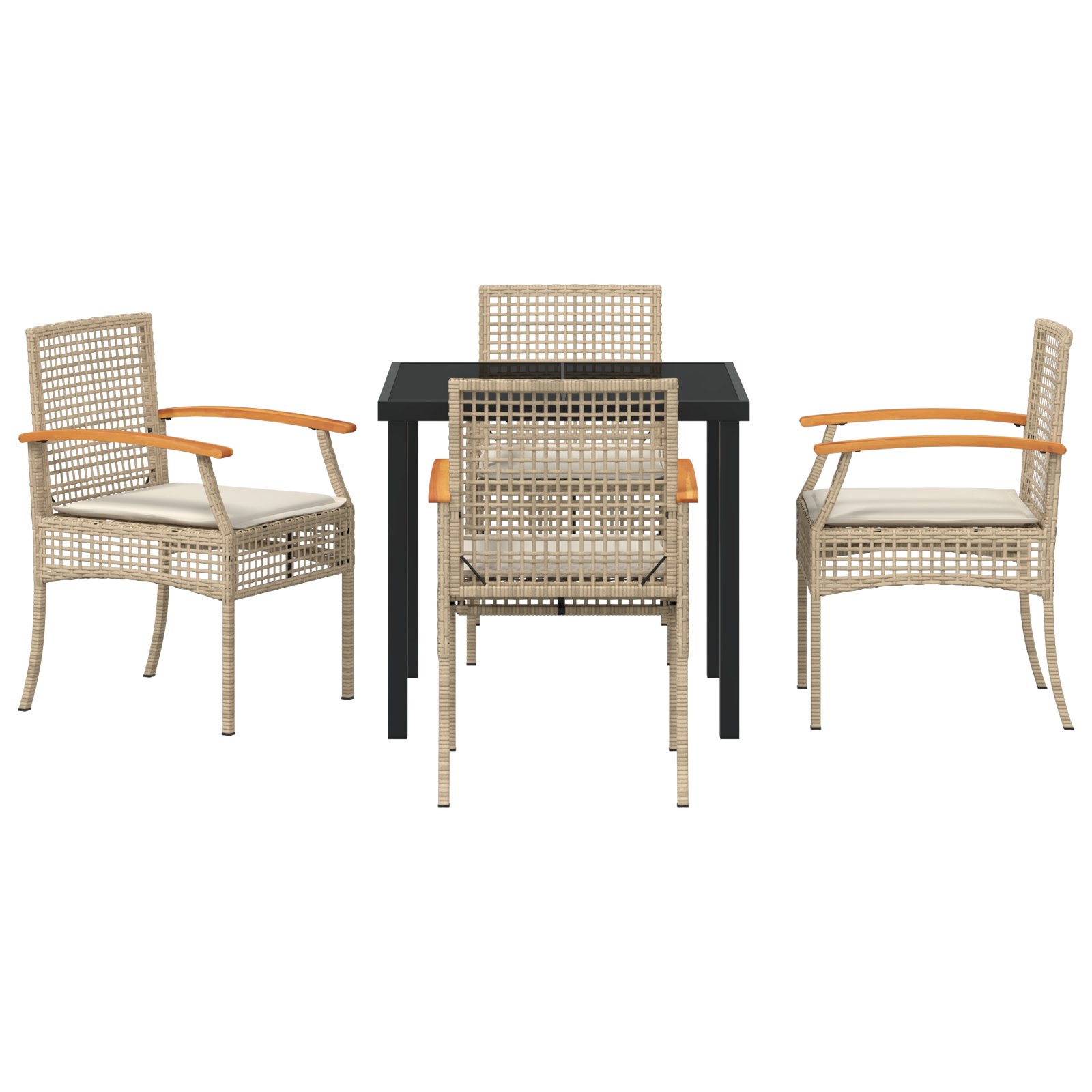 Set de dining pe 5 piese cu perne din rattan bej GartenMobel Dekor