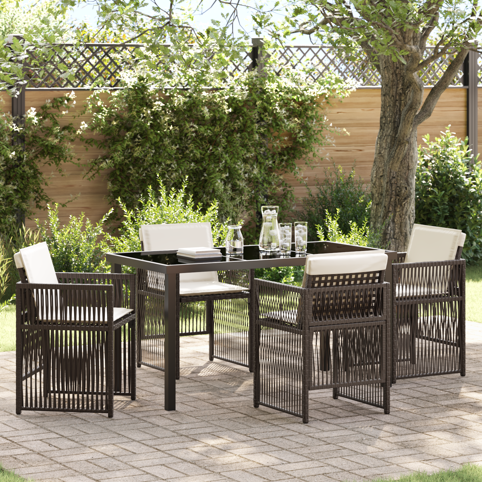 Set de dining pentru grădină cu 5 piese și perne Maro Ratan Poli GartenMobel Dekor