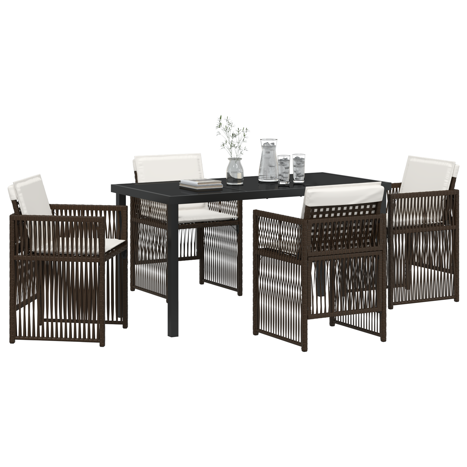 Set de dining pentru grădină cu 5 piese și perne Maro Ratan Poli GartenMobel Dekor