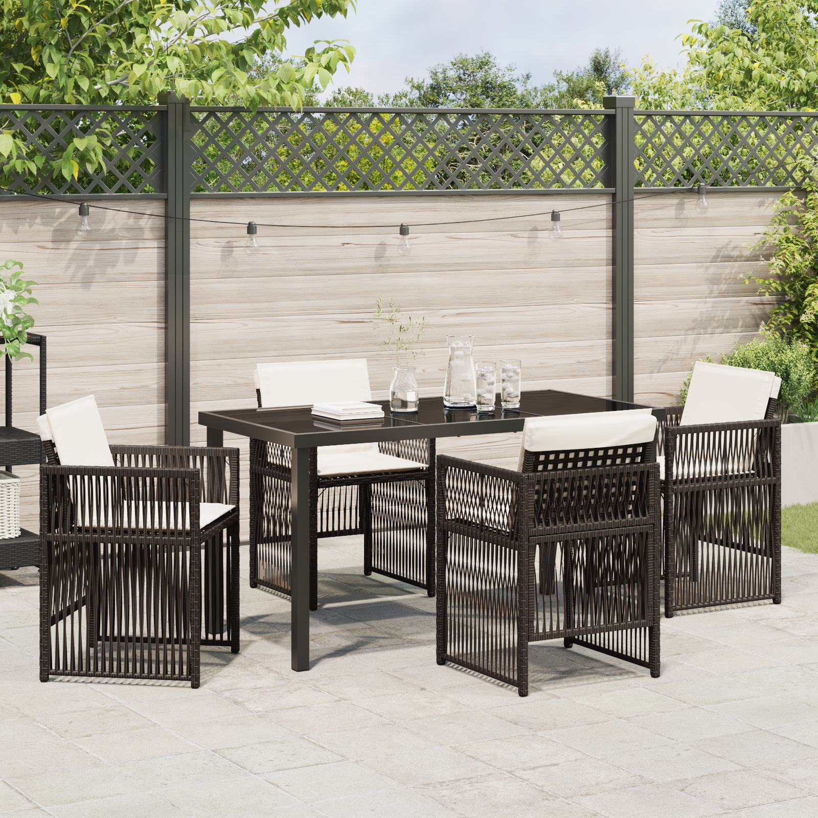 Set de dining pentru grădină cu 5 piese și perne Maro Ratan Poli GartenMobel Dekor