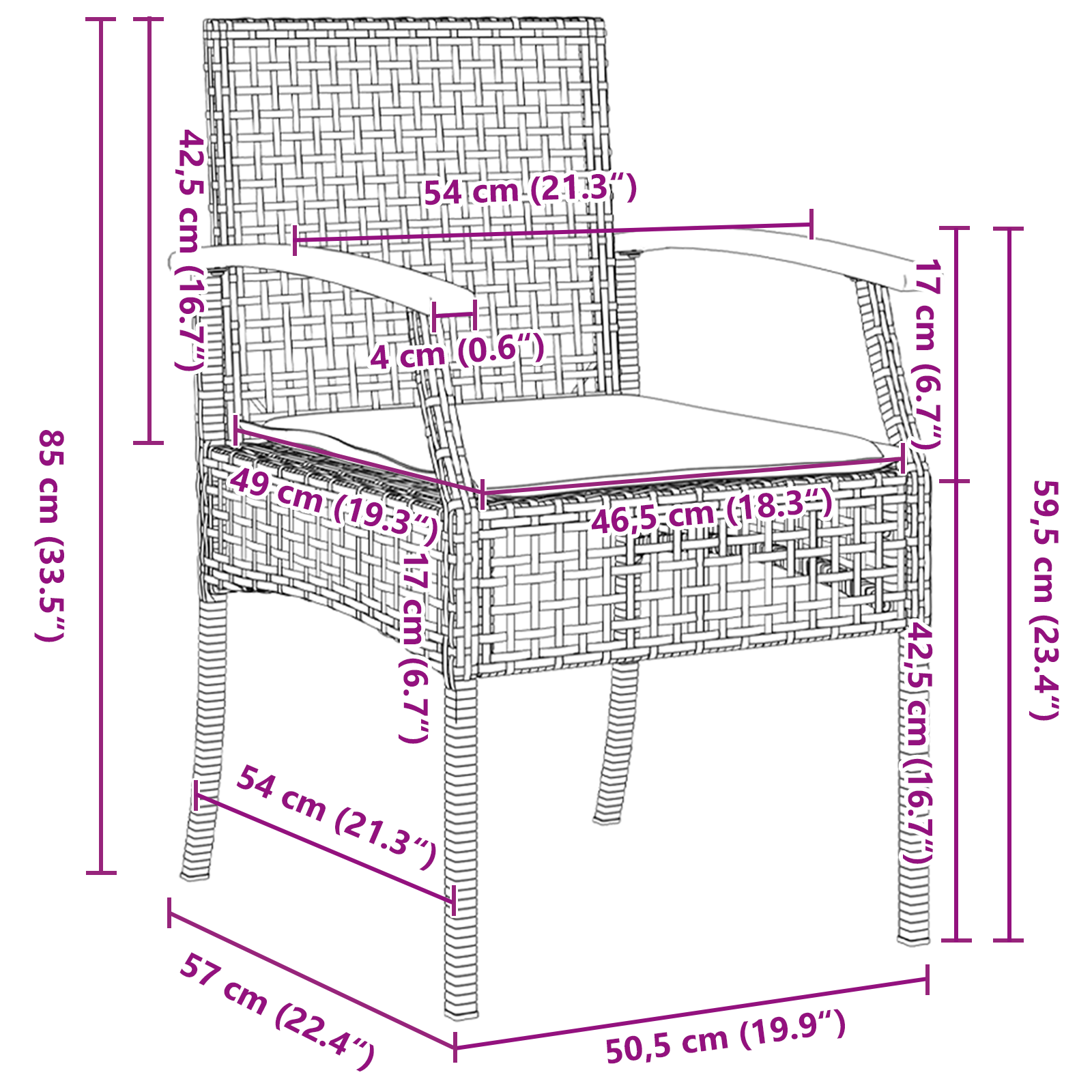 Set de dining pentru grădină cu perne Bej Ratan Poliester GartenMobel Dekor
