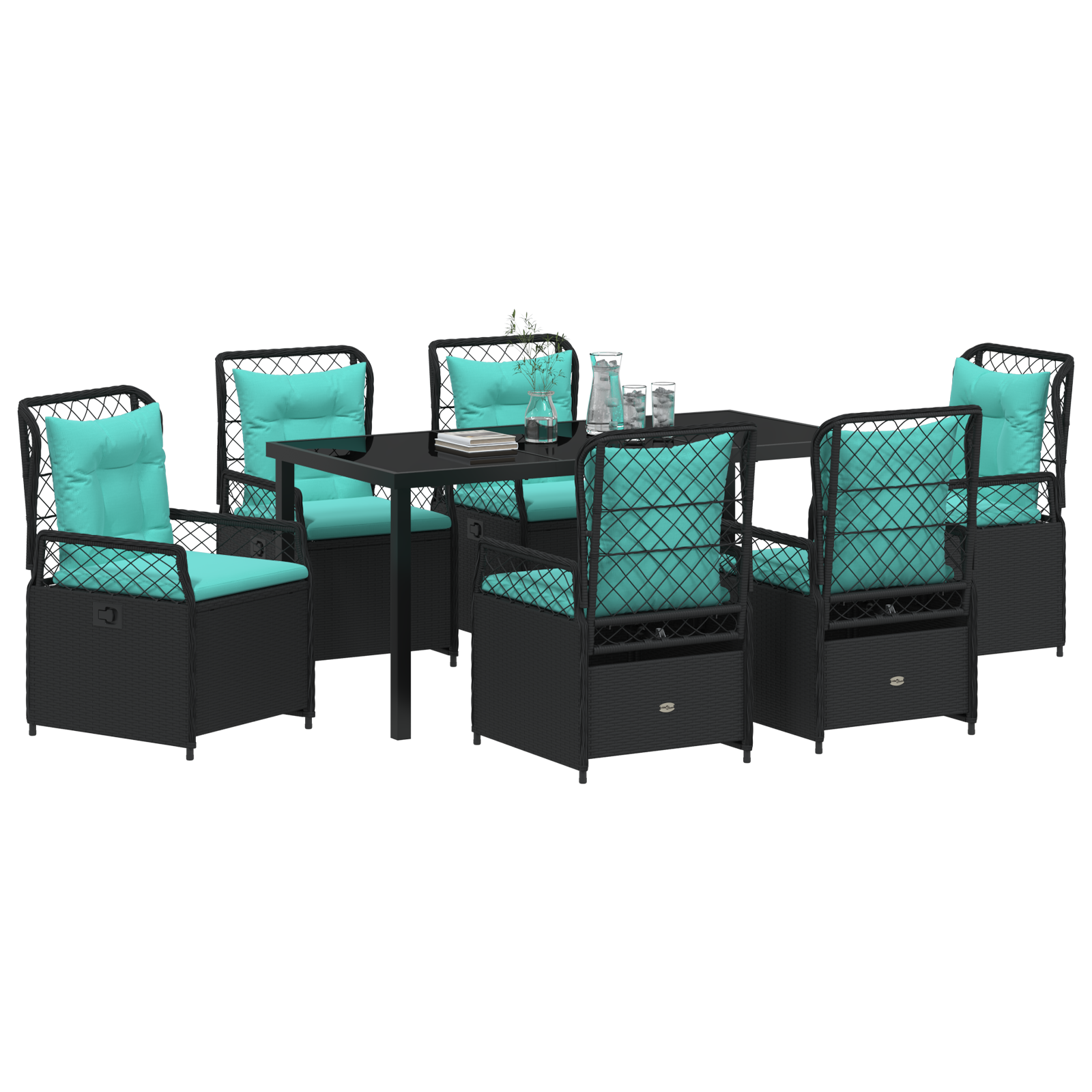 Set de dining pentru grădină de 7 piese din ratan polimer negru GartenMobel Dekor