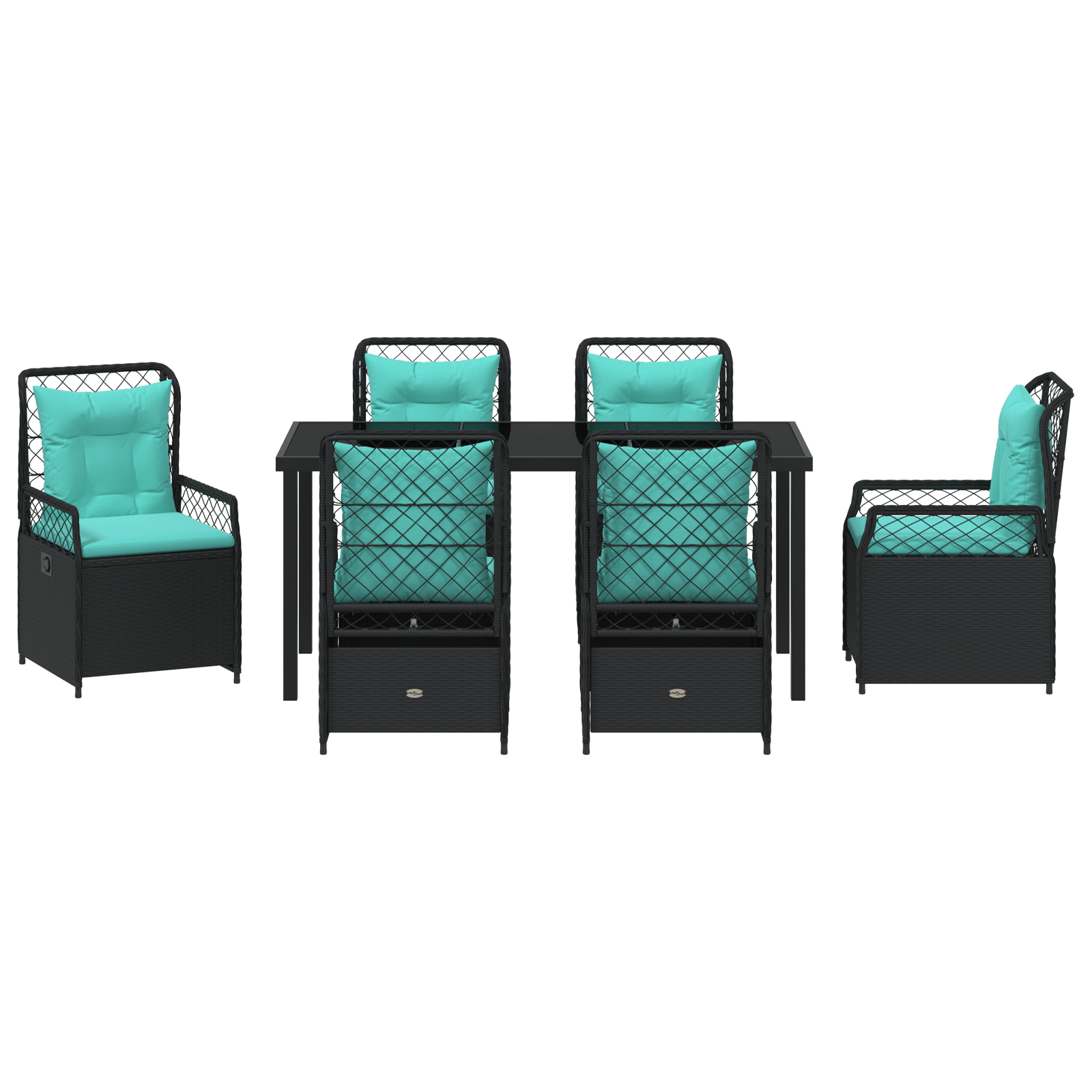 Set de dining pentru grădină de 7 piese din ratan polimer negru GartenMobel Dekor