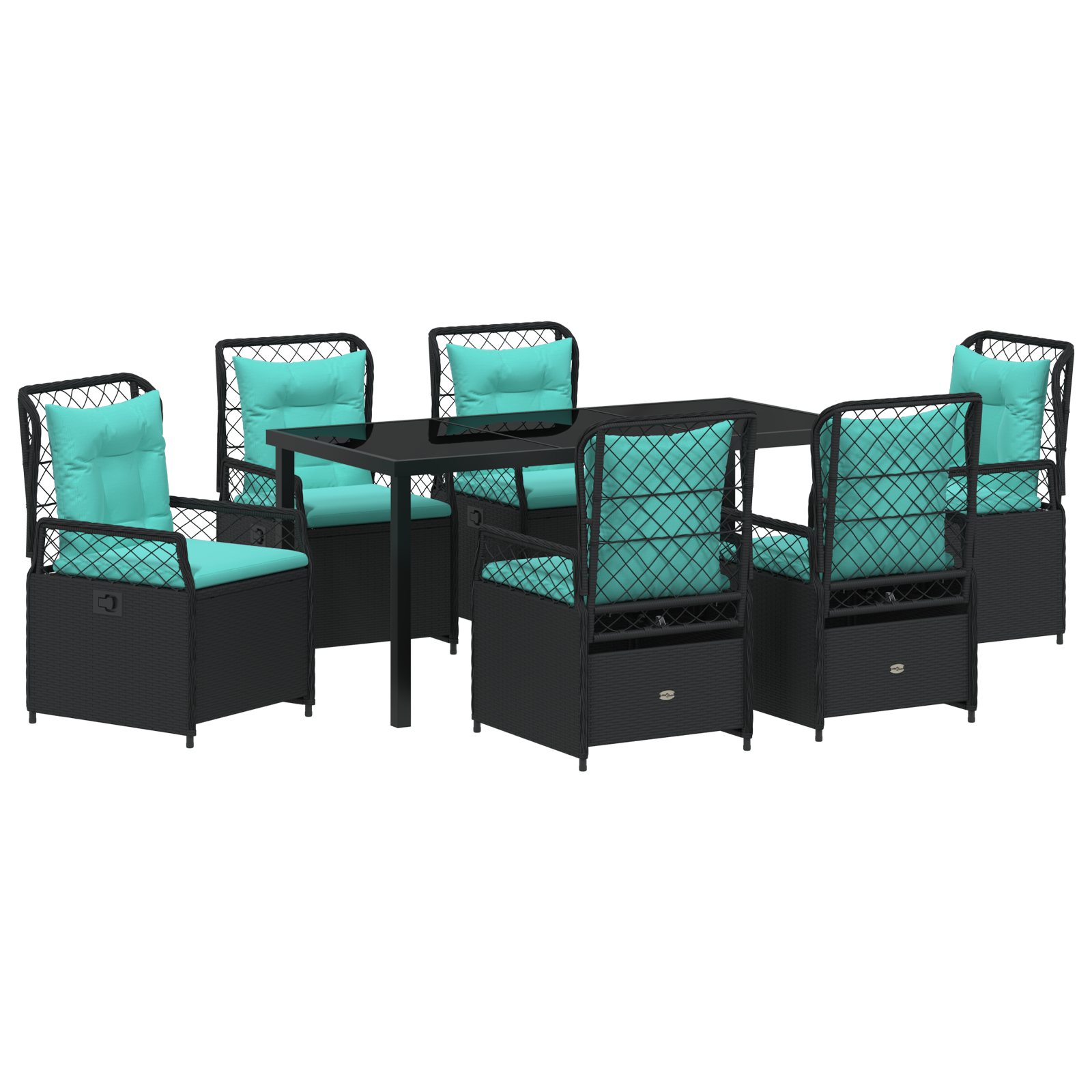 Set de dining pentru grădină de 7 piese din ratan polimer negru GartenMobel Dekor