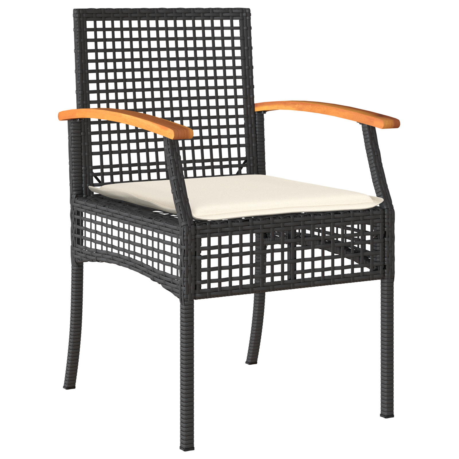 Set de masă pentru grădină 7 piese cu perne Negru Poliratan GartenMobel Dekor