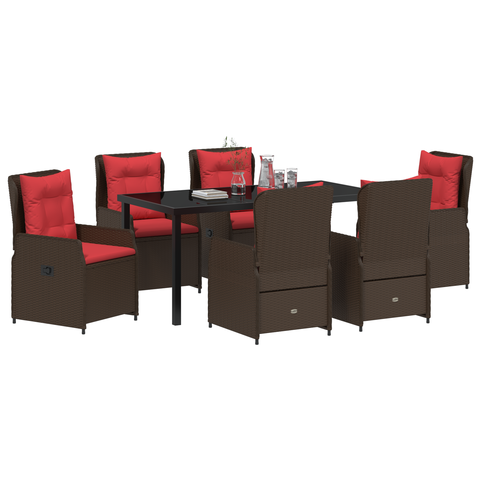 Set masa de grădină 7 piese Maro Rattan Sintetic GartenMobel Dekor