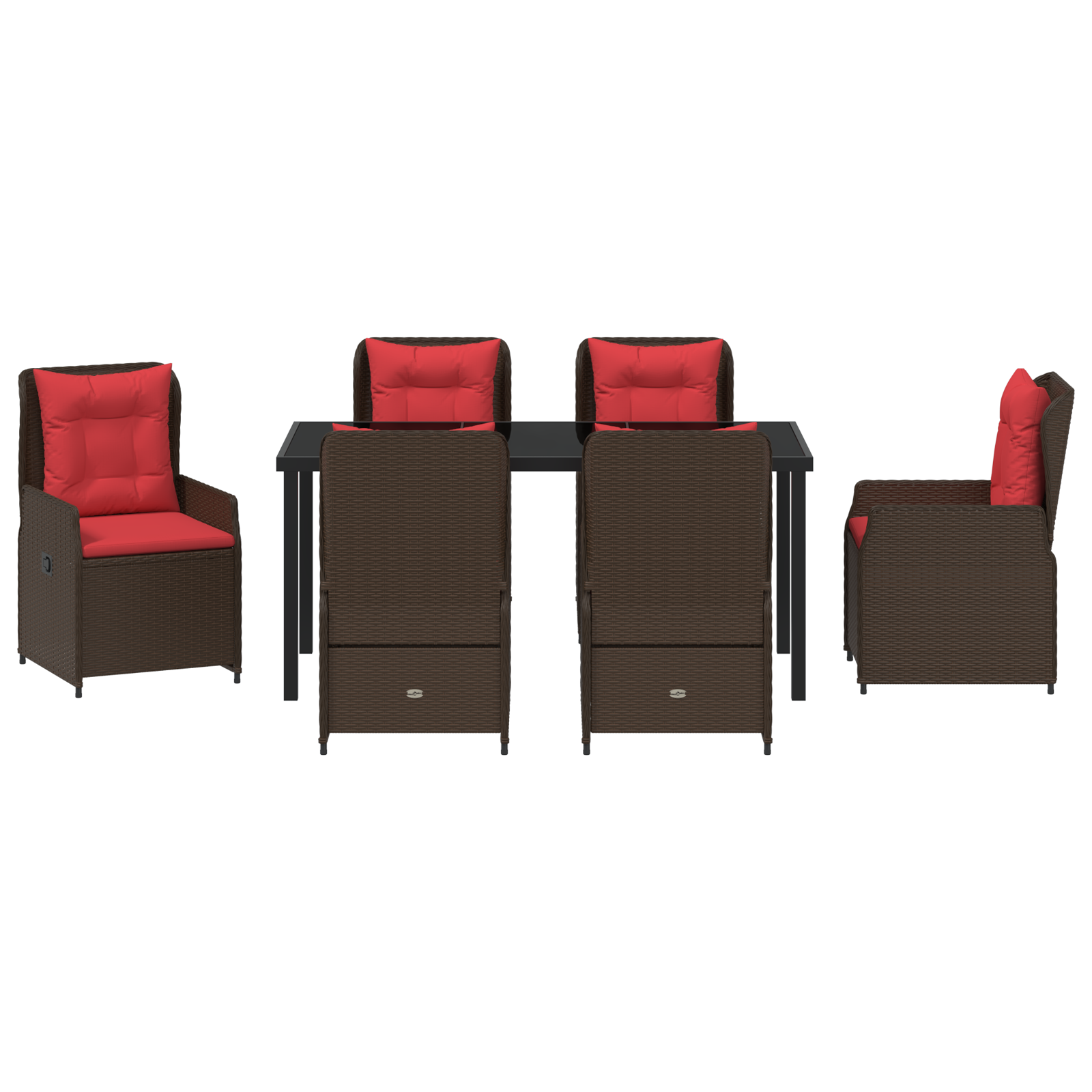 Set masa de grădină 7 piese Maro Rattan Sintetic GartenMobel Dekor