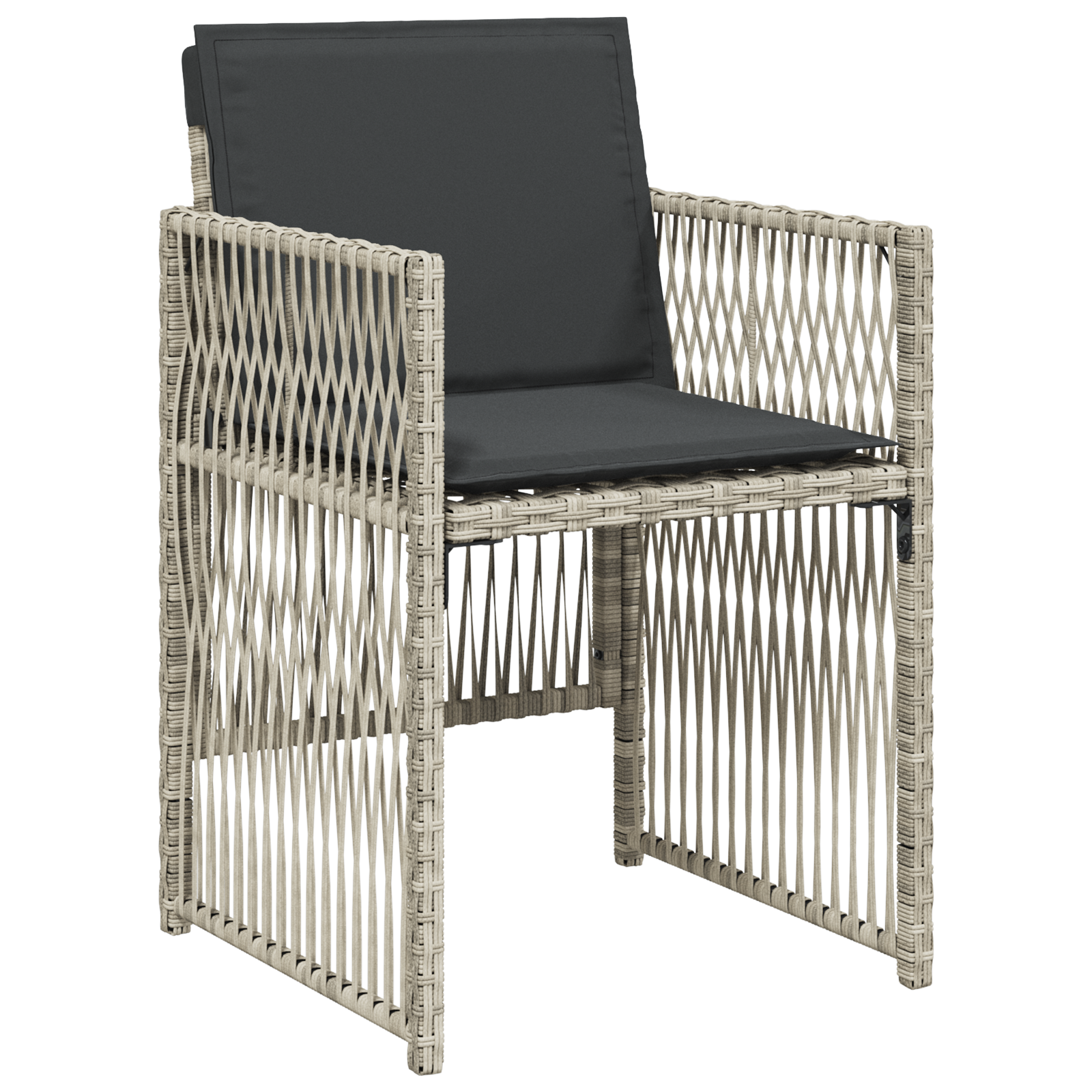 Set de masă de grădină  cu 5 piese și perne gri deschis din ratan polimerizat, Masă de grădină  neagră 160x80x73 cm cu sticlă securizată GartenMobel Dekor