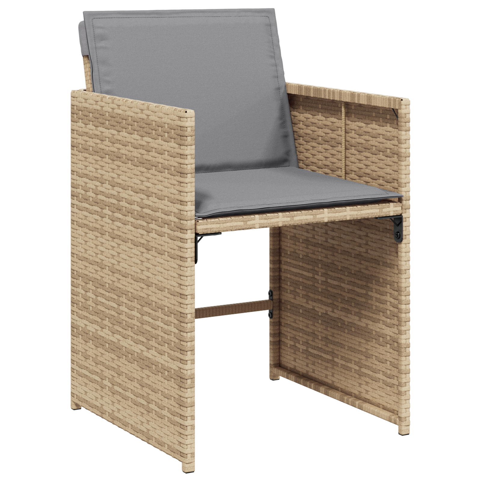 Set dining 5 piese grădină  cu perne bej din ratan poli, Masă grădină  neagră 80x80x73 cm din sticlă temperată GartenMobel Dekor