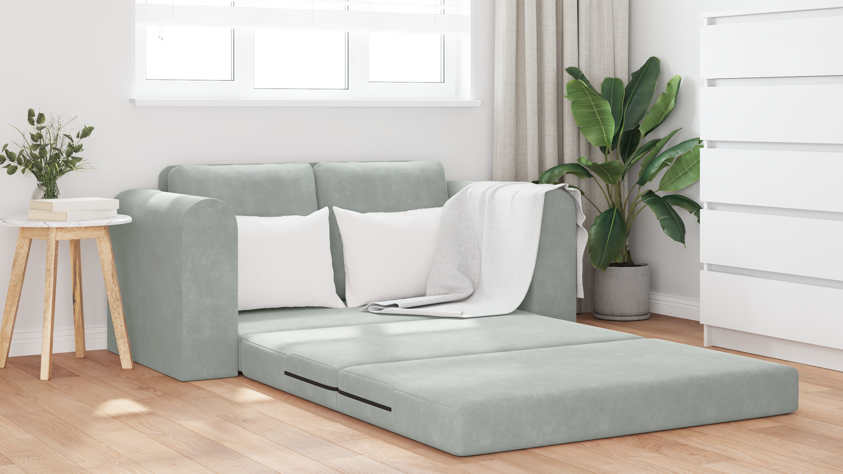 Canapea Pat 2 în 1 Gri Deschis 148x71x83 cm Catifea GartenMobel Dekor