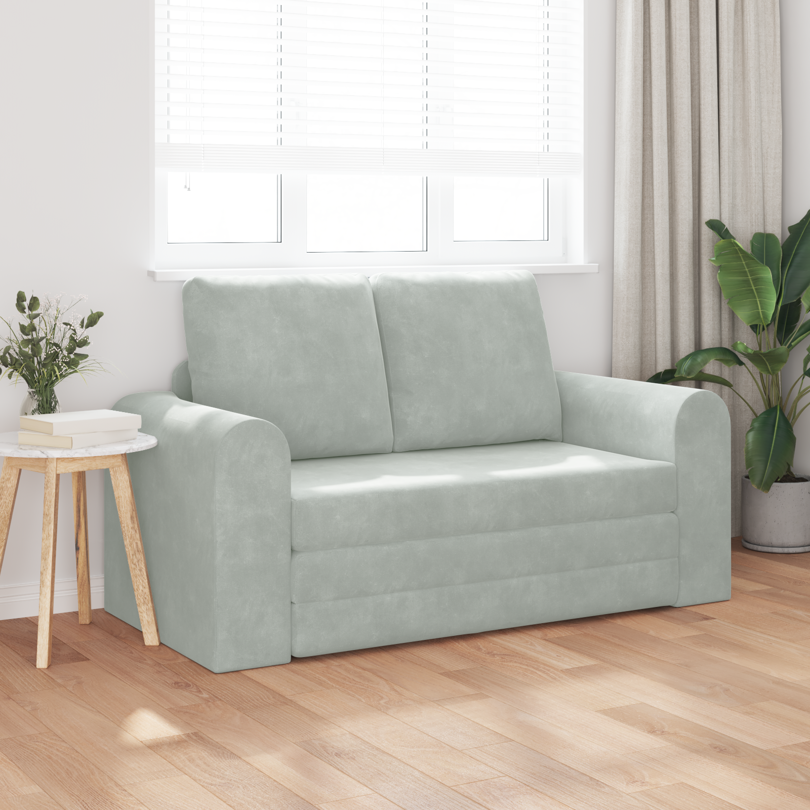 Canapea Pat 2 în 1 Gri Deschis 148x71x83 cm Catifea GartenMobel Dekor