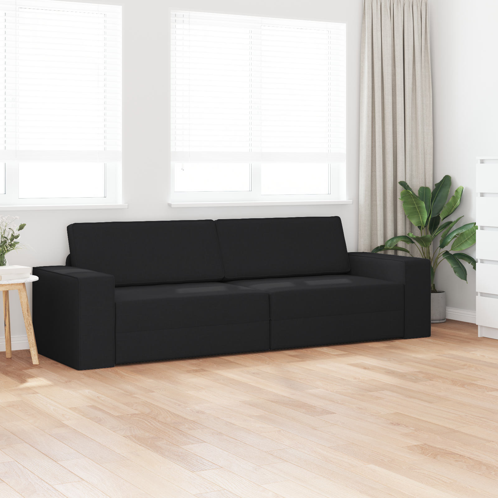 Canapea Pat 2-in-1 Neagră 245x150x60.5 cm Țesătură GartenMobel Dekor