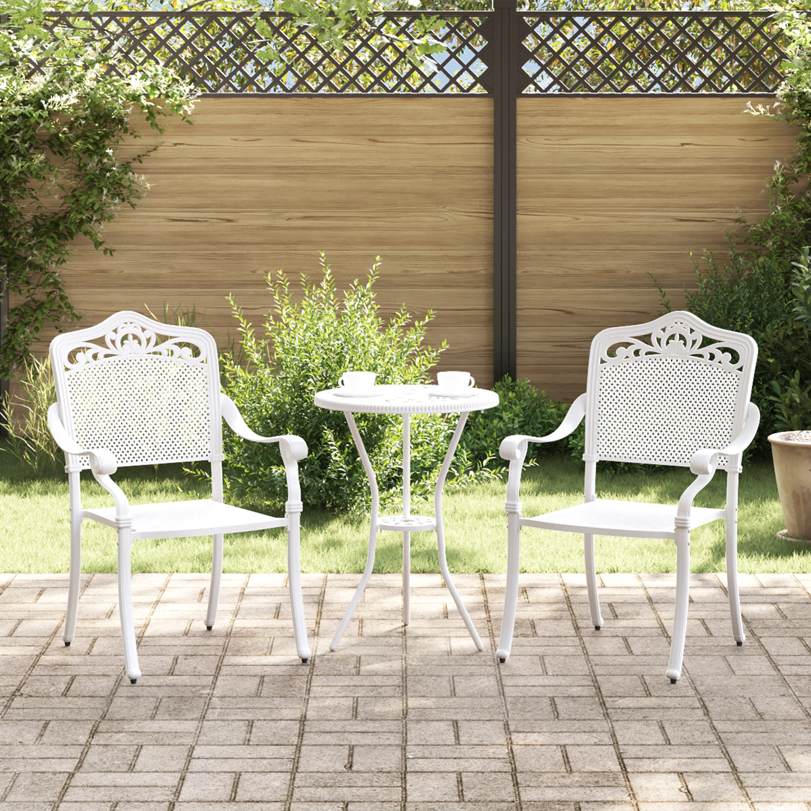 Set scaune de grădină, 2 buc., alb, aluminiu turnat GartenMobel Dekor