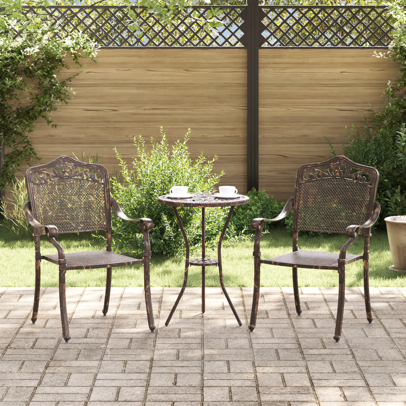 Set scaune de grădină, 2 buc., bronze, aluminiu turnat GartenMobel Dekor
