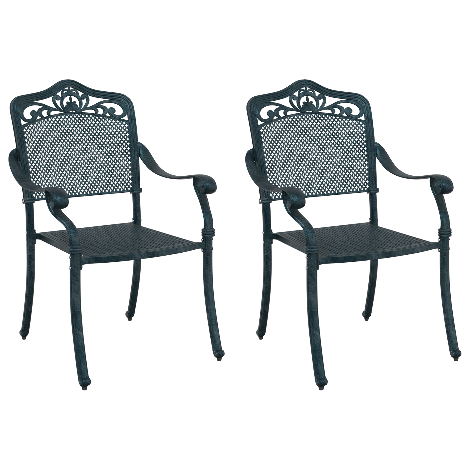 Set scaune de grădină, 2 buc., verde, aluminiu turnat GartenMobel Dekor