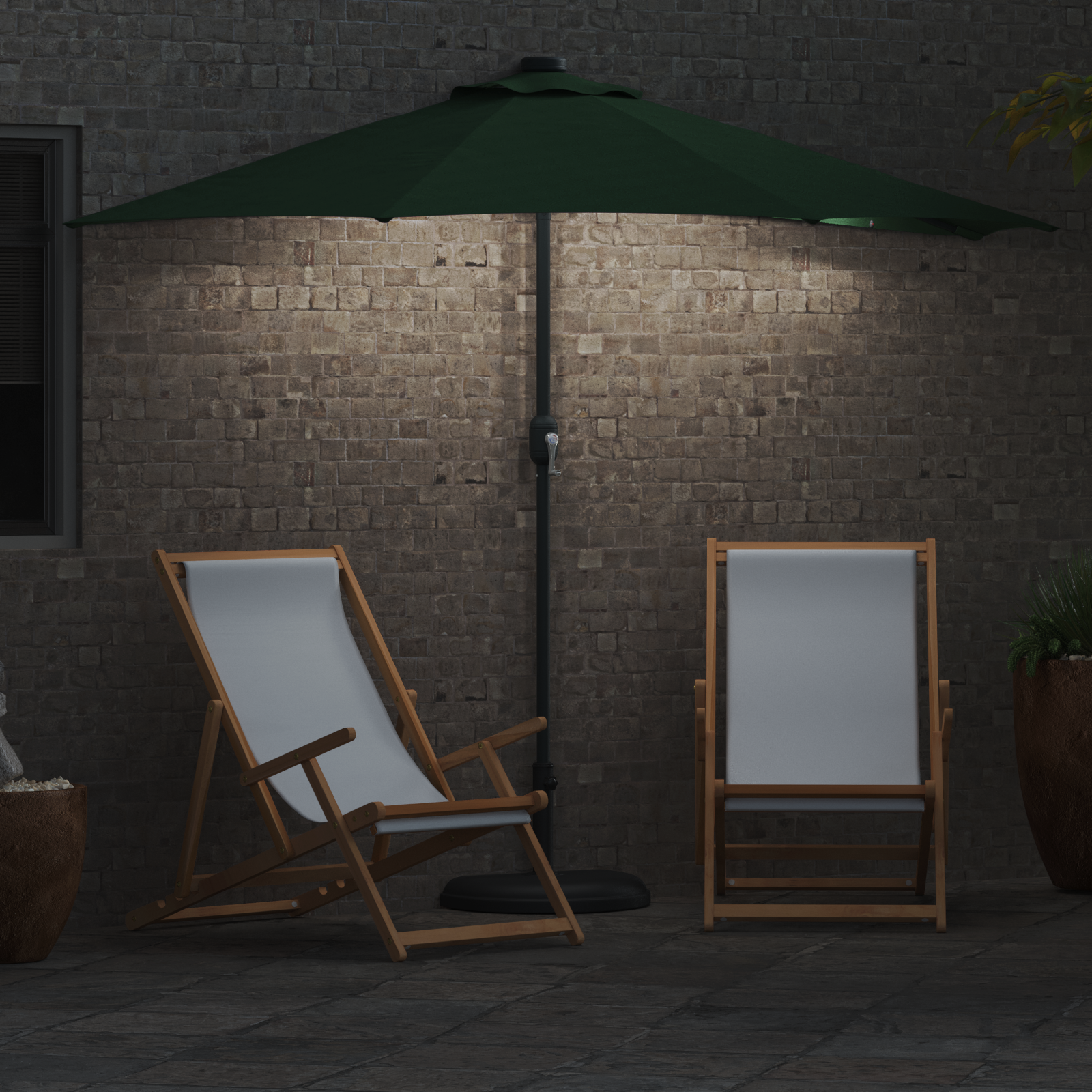 Umbrela de Grădină Half cu Pol de Aluminiu Verde 294 cm GartenMobel Dekor