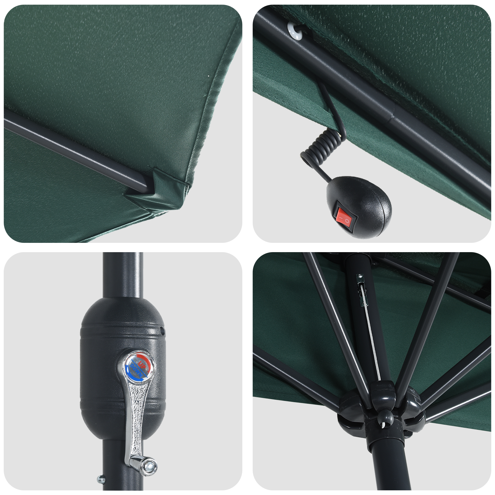 Umbrela de Grădină Half cu Pol de Aluminiu Verde 294 cm GartenMobel Dekor