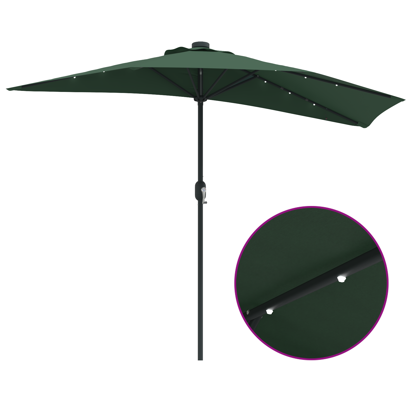 Umbrela de Grădină Half cu Pol de Aluminiu Verde 294 cm GartenMobel Dekor