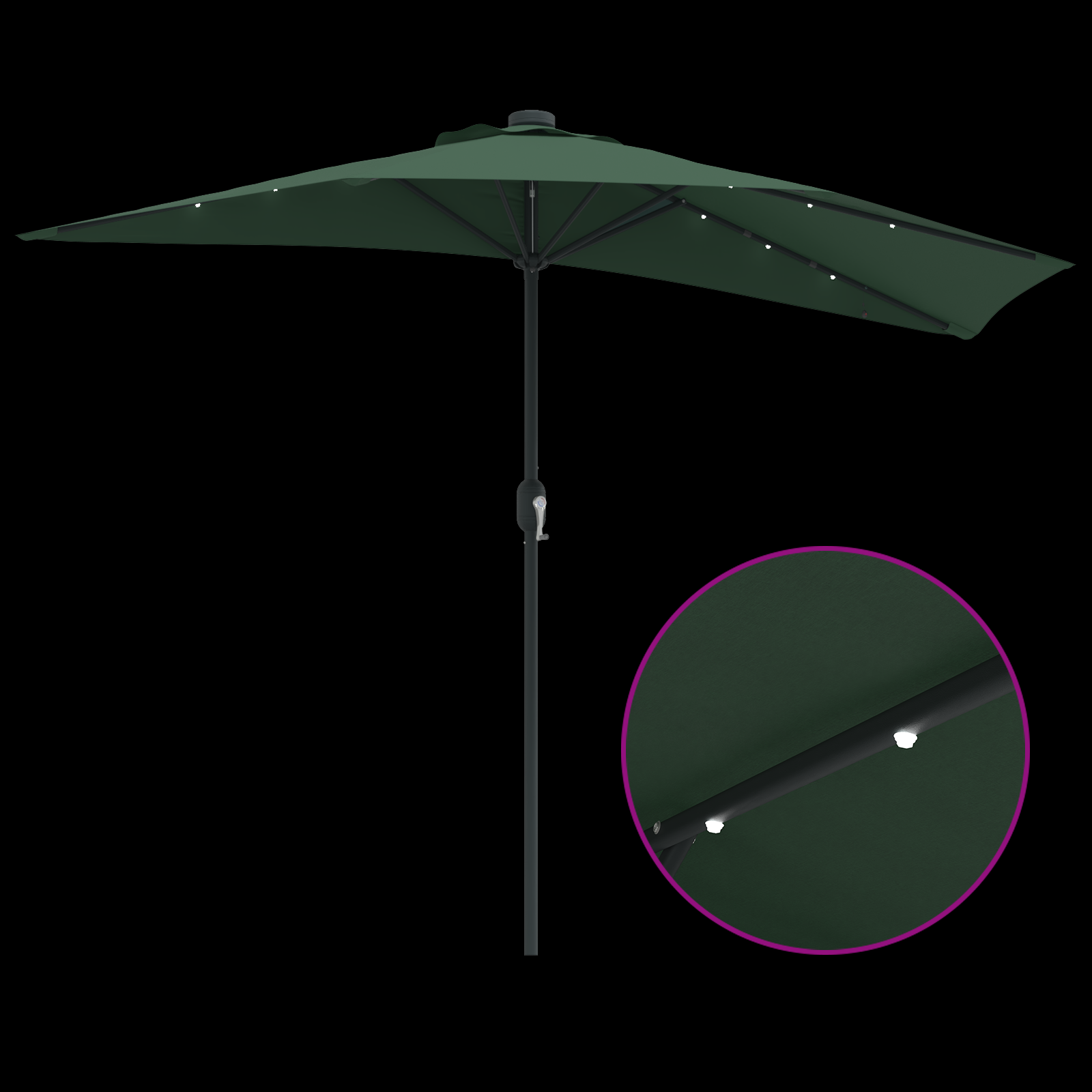 Umbrela de Grădină Half cu Pol de Aluminiu Verde 294 cm GartenMobel Dekor