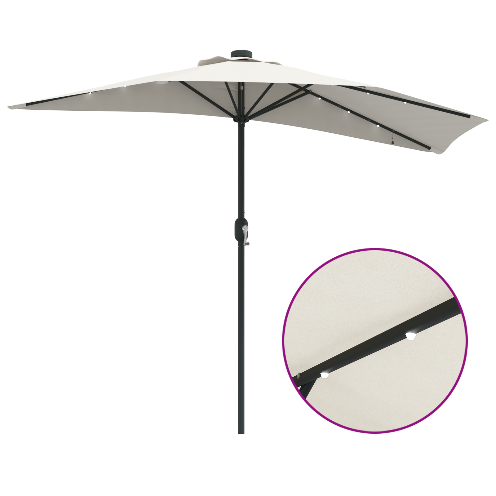 Umbrela de grădină Half cu suport din aluminiu Bej 294 cm GartenMobel Dekor