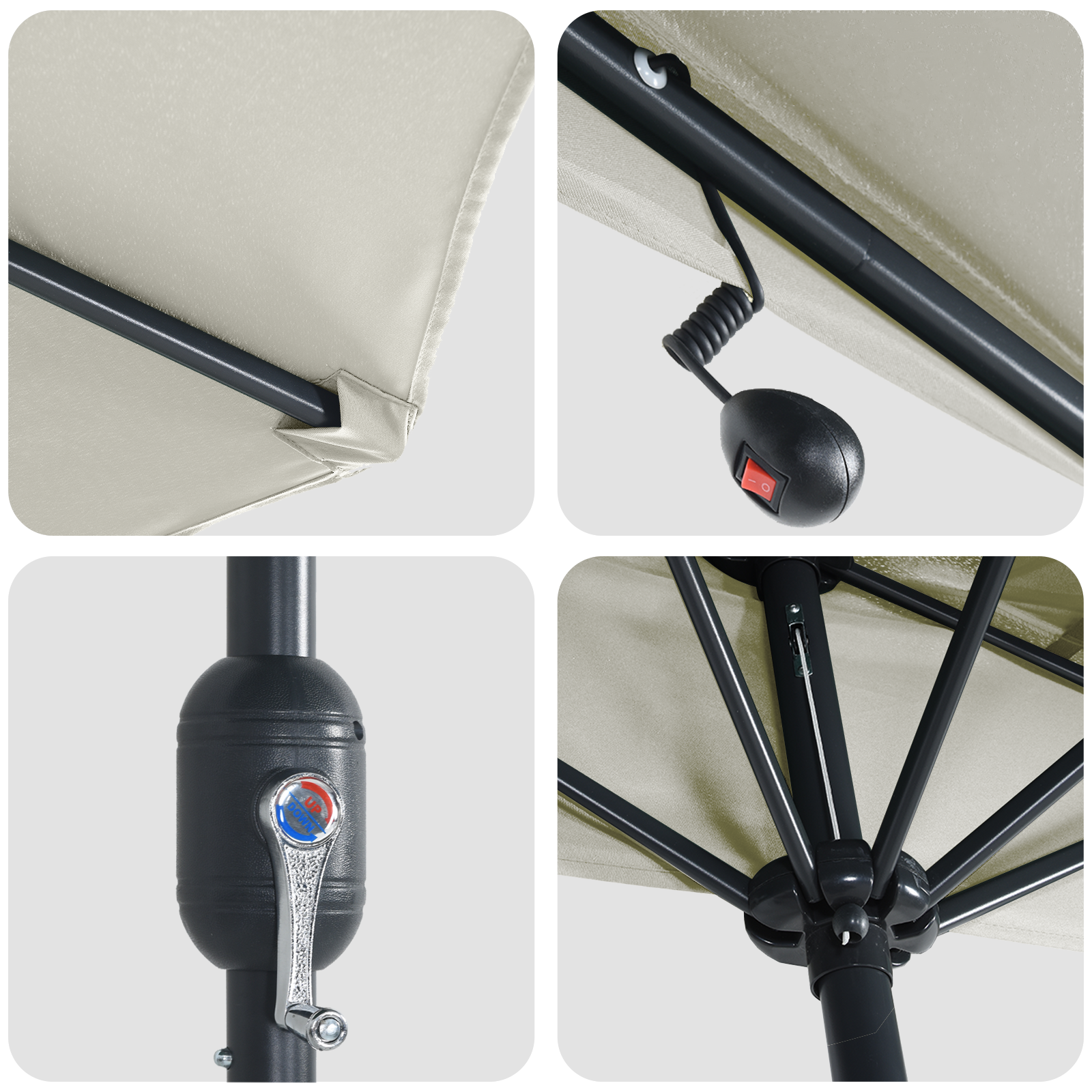 Umbrela de grădină Half cu suport din aluminiu Bej 294 cm GartenMobel Dekor