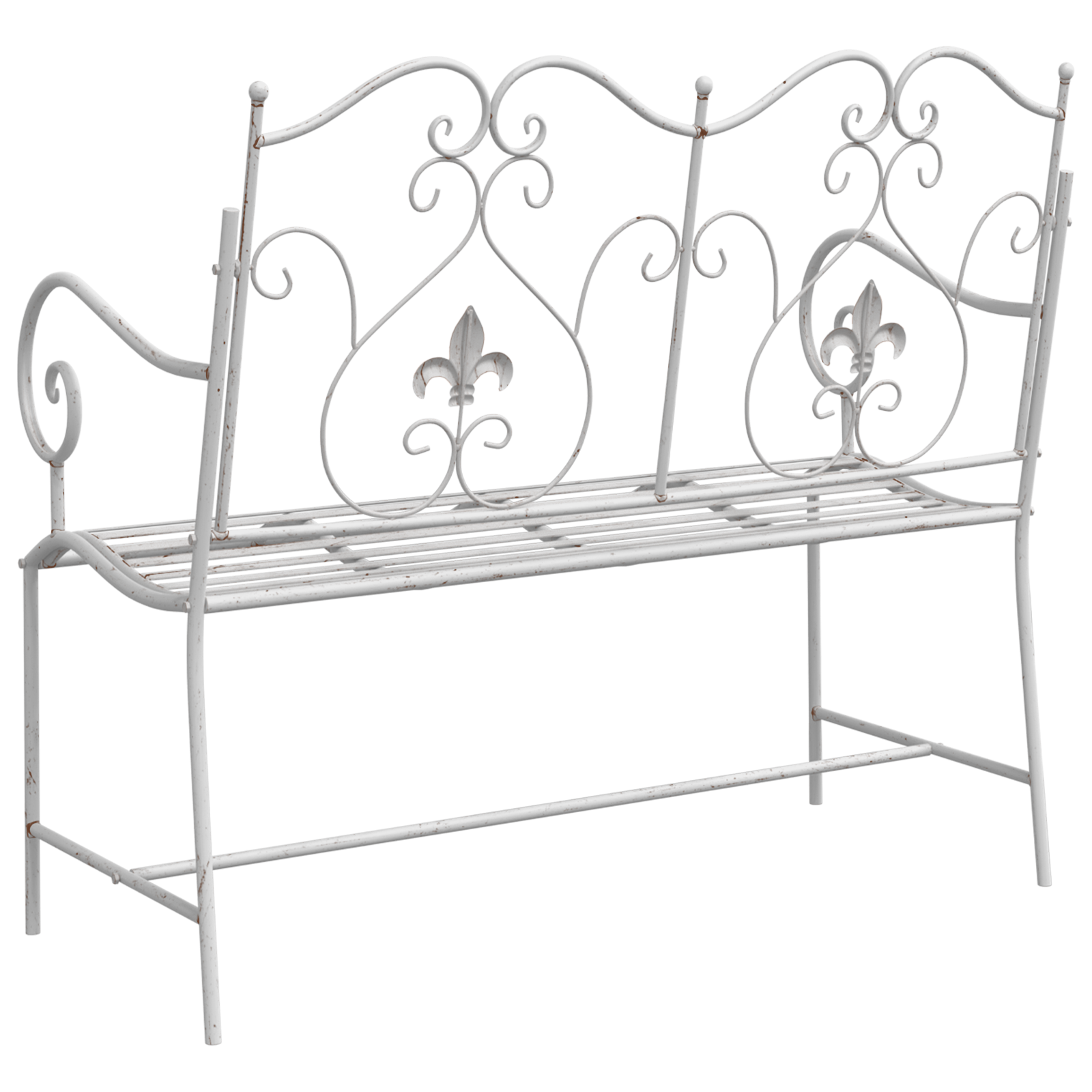 Bancă Alb Metal 104 x 54 x 93 cm Durabilă Bancă de exterior GartenMobel Dekor
