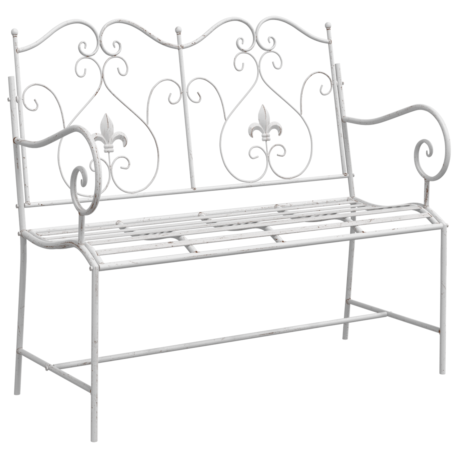 Bancă Alb Metal 104 x 54 x 93 cm Durabilă Bancă de exterior GartenMobel Dekor