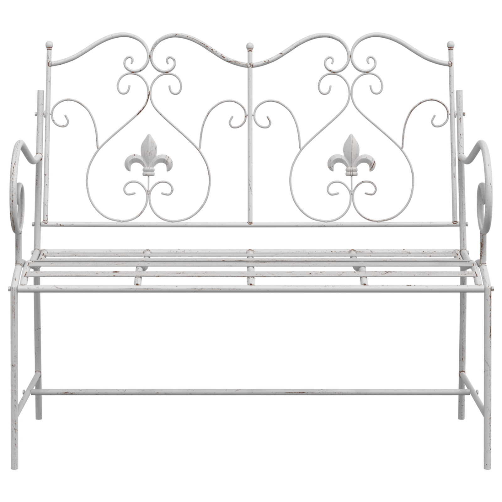 Bancă Alb Metal 104 x 54 x 93 cm Durabilă Bancă de exterior GartenMobel Dekor