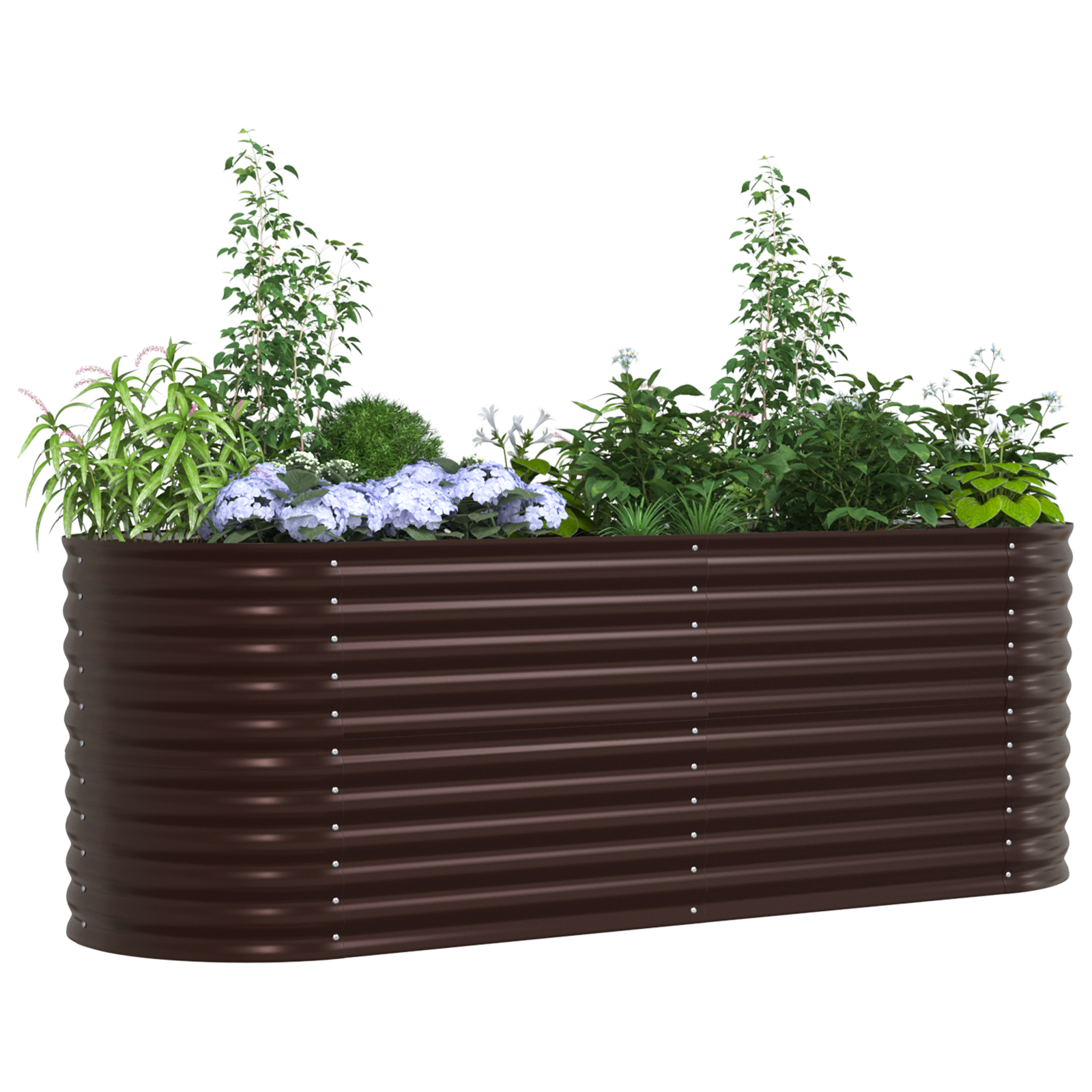 Pat Ridicat pentru Grădină Maro 240x80x81 cm din Oțel Galvanizat GartenMobel Dekor