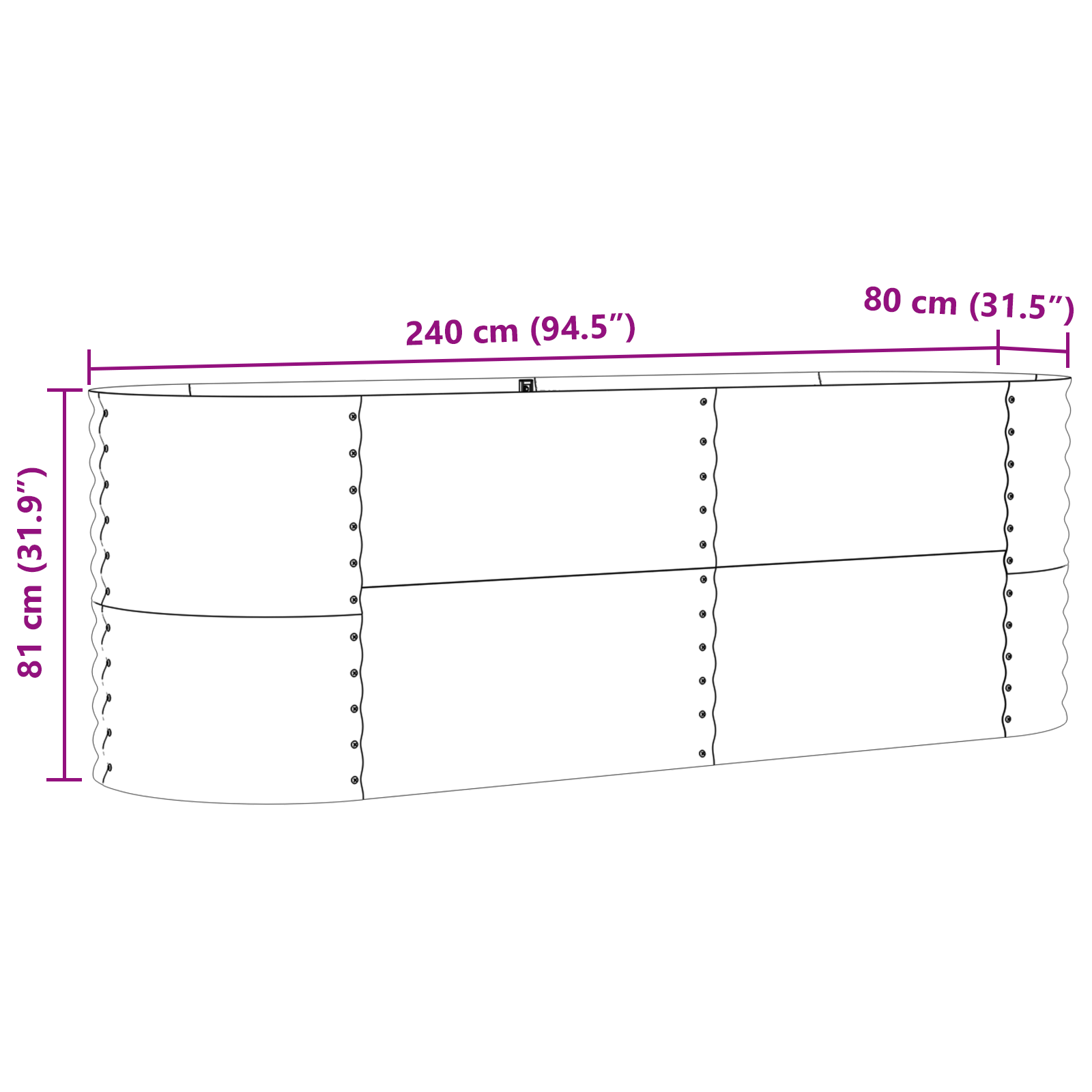 Pat Ridicat pentru Grădină Maro 240x80x81 cm din Oțel Galvanizat GartenMobel Dekor