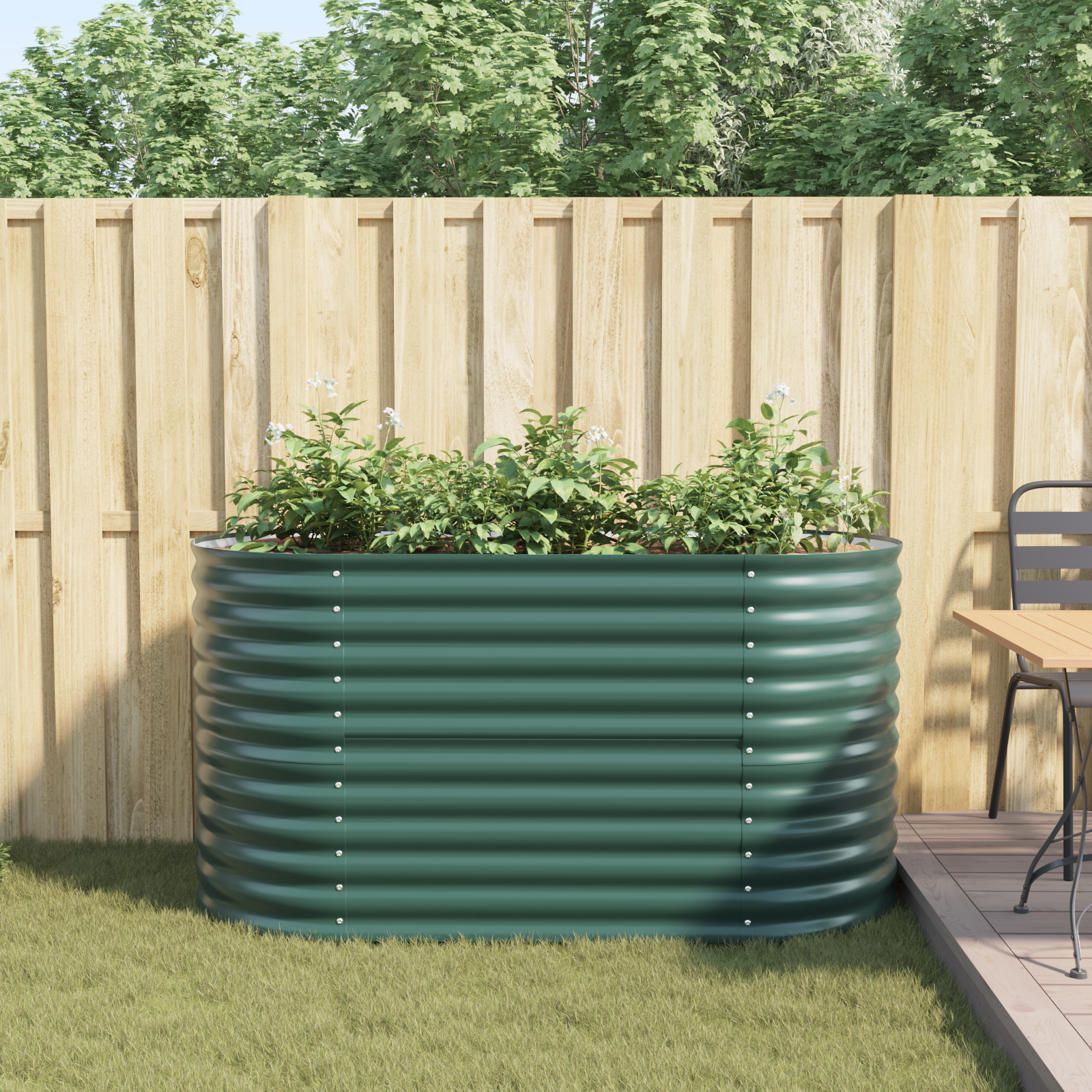 Pat Ridicat pentru Grădină Verde 160x80x81 cm din Oțel Galvanizat GartenMobel Dekor