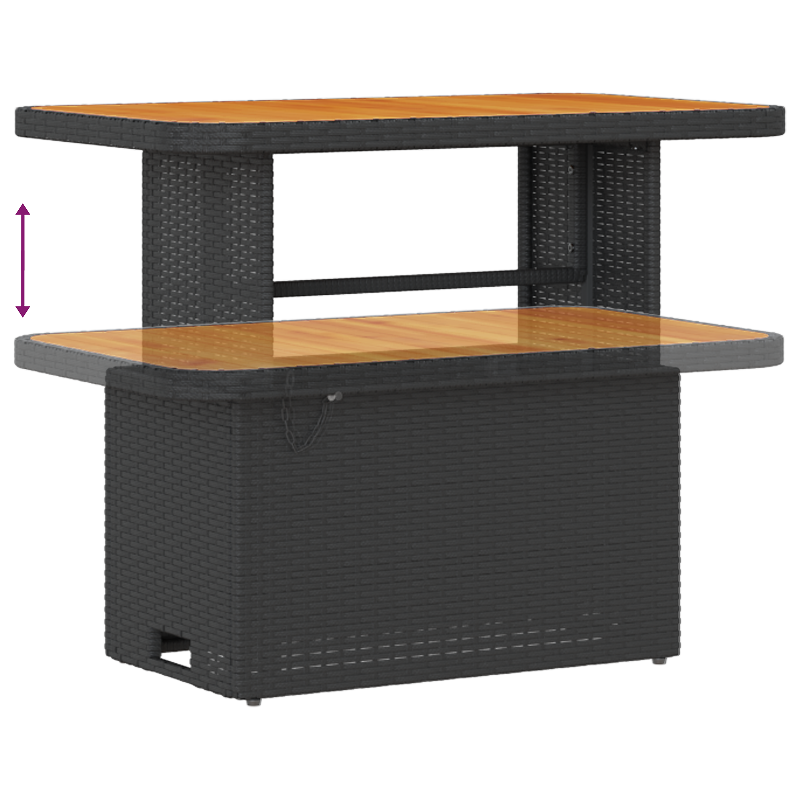 Set de Dining pentru Grădină cu 3 Piese cu Perne Negru Poliratan Acacia GartenMobel Dekor