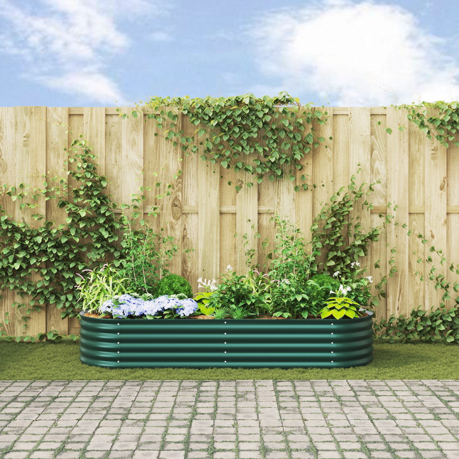 Pat Ridicat pentru Grădină  Verde 240x80x44 cm din Oțel Galvanizat GartenMobel Dekor