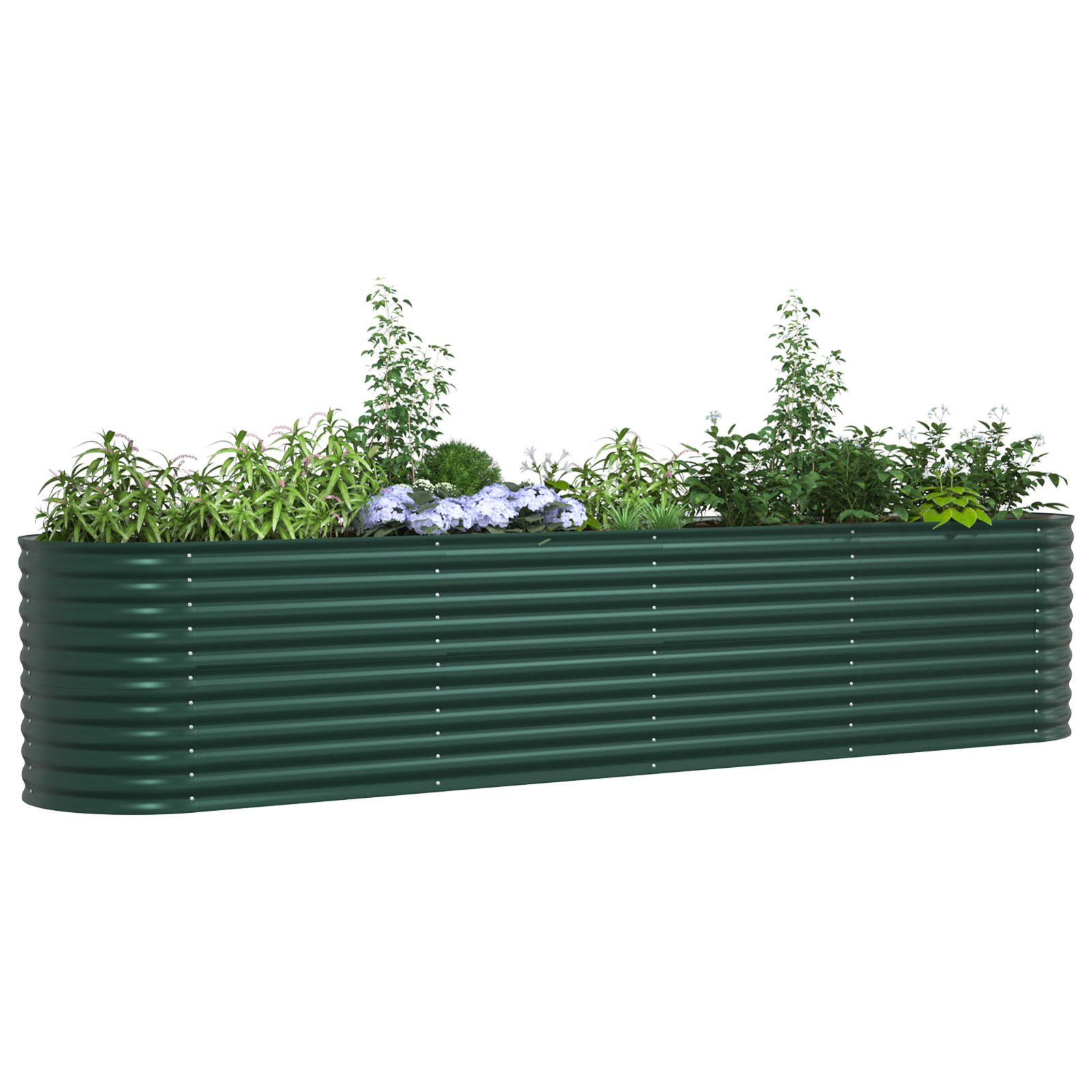 Pat ridicat pentru grădină , verde, 400x80x81 cm, din oțel galvanizat GartenMobel Dekor