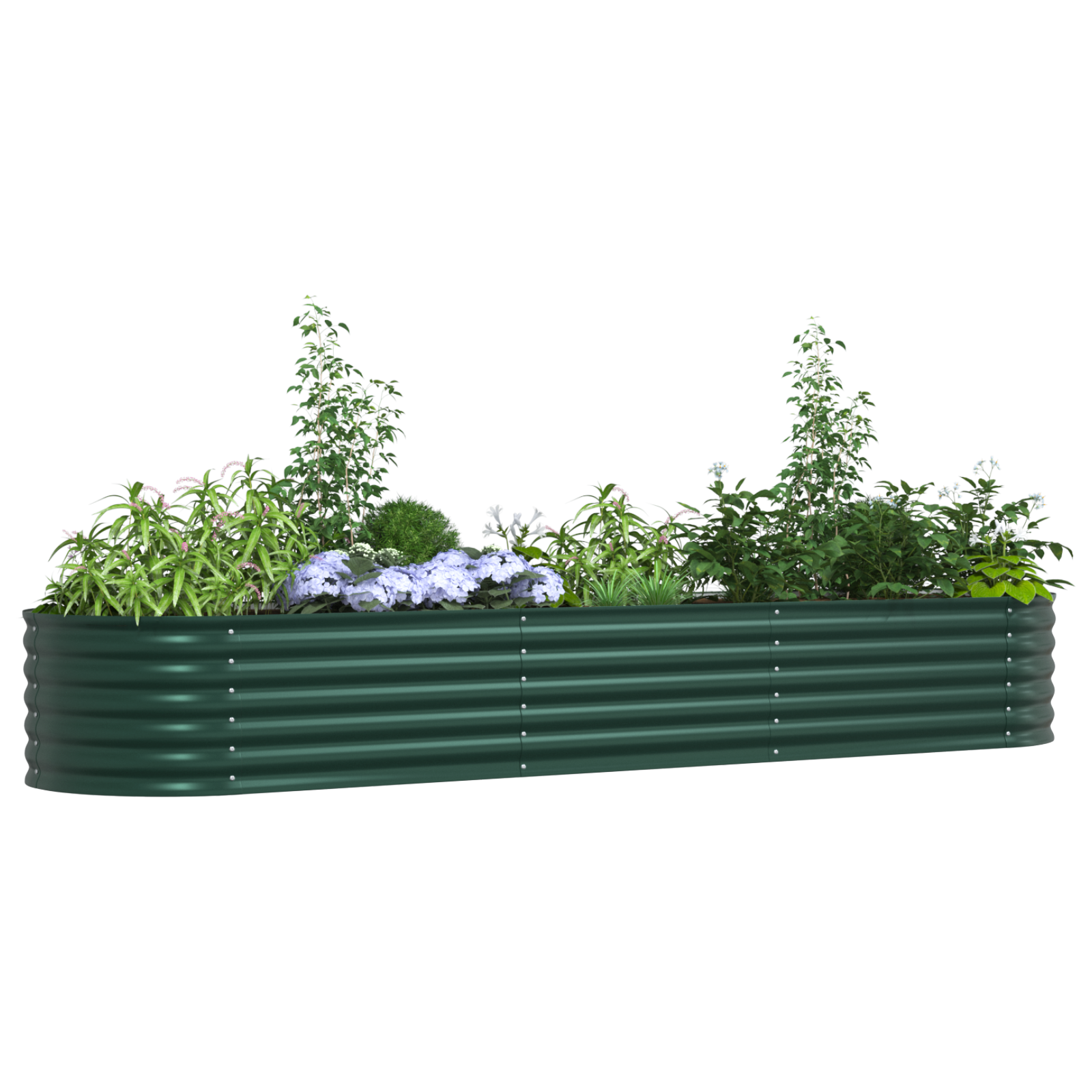 Pat ridicat pentru grădină verde 320x80x44 cm din oțel galvanizat GartenMobel Dekor