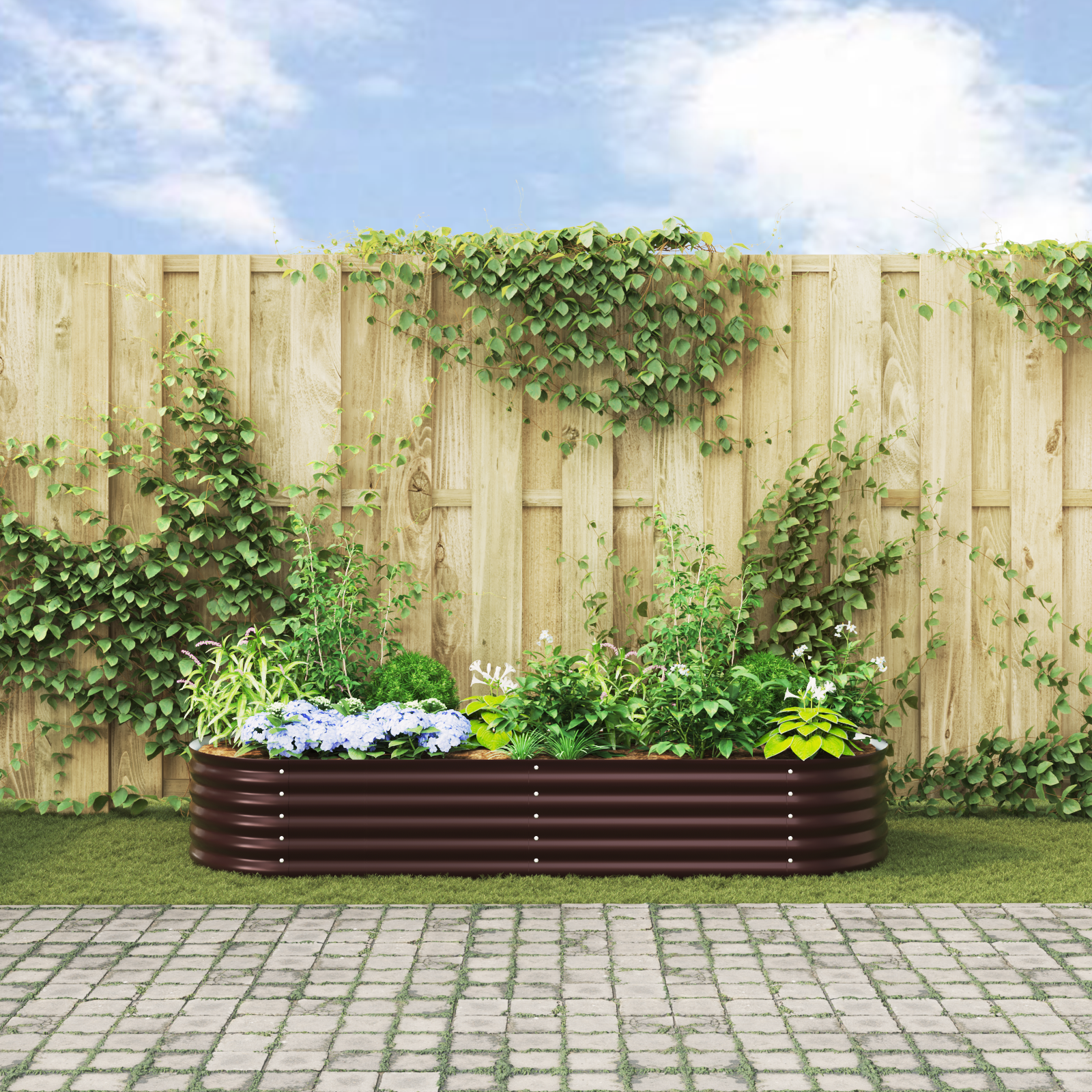 Grădină Ridicată, Maro, 240x80x44 cm, Oțel galvanizat GartenMobel Dekor