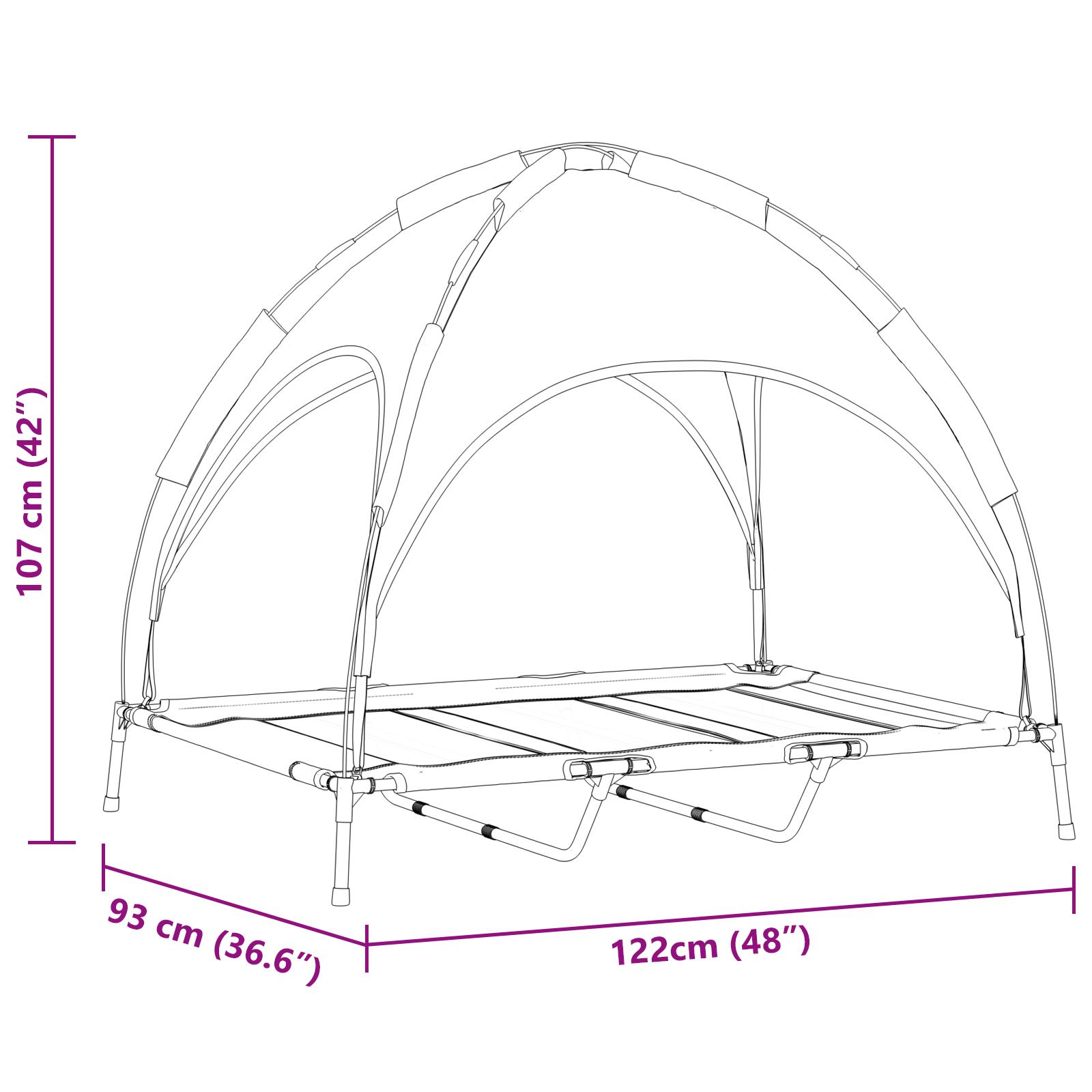 Pat pentru câini ridicat cu copertină Gri argintiu XL Oțel GartenMobel Dekor