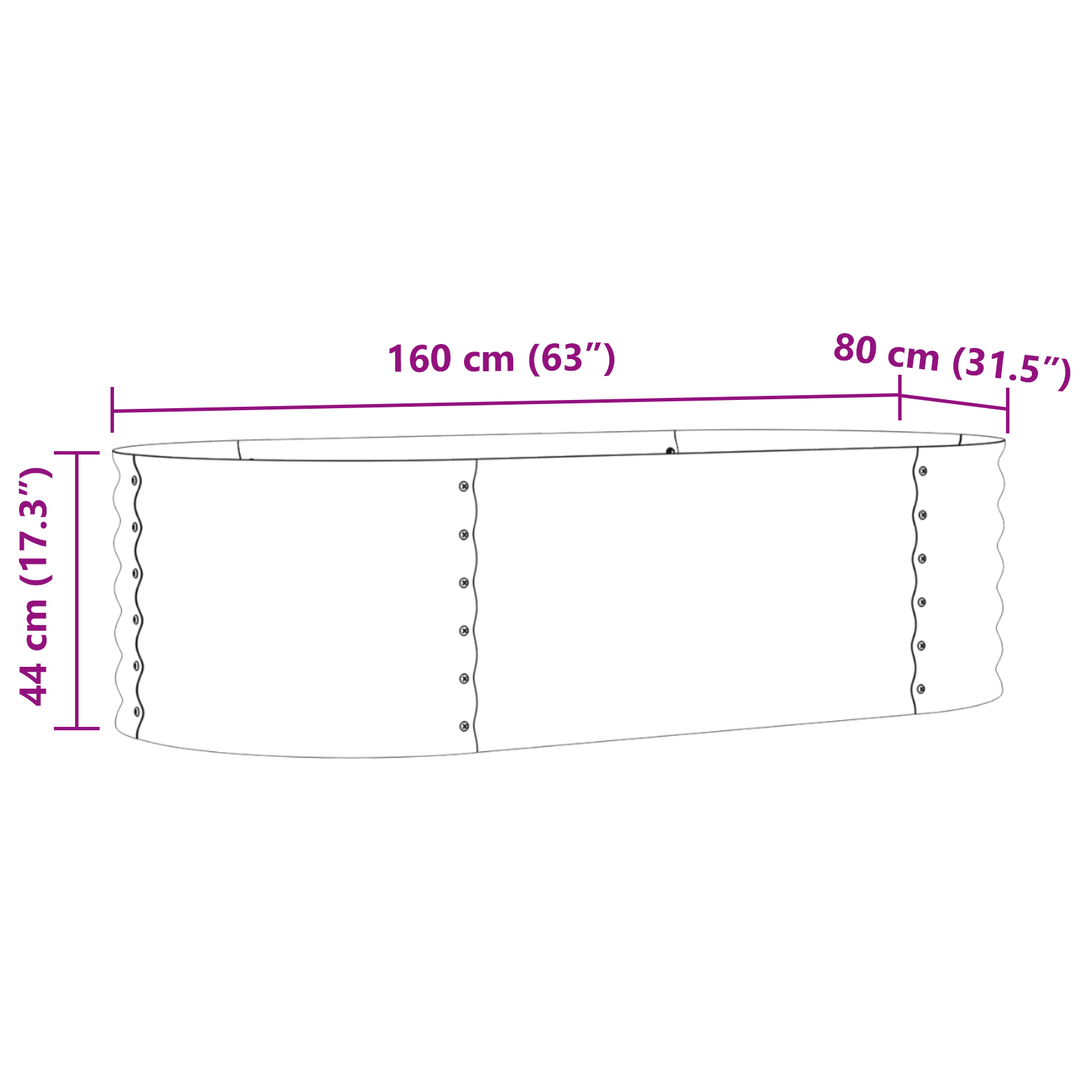 Răsad de grădină Brown 160x80x44 cm din oțel galvanizat GartenMobel Dekor