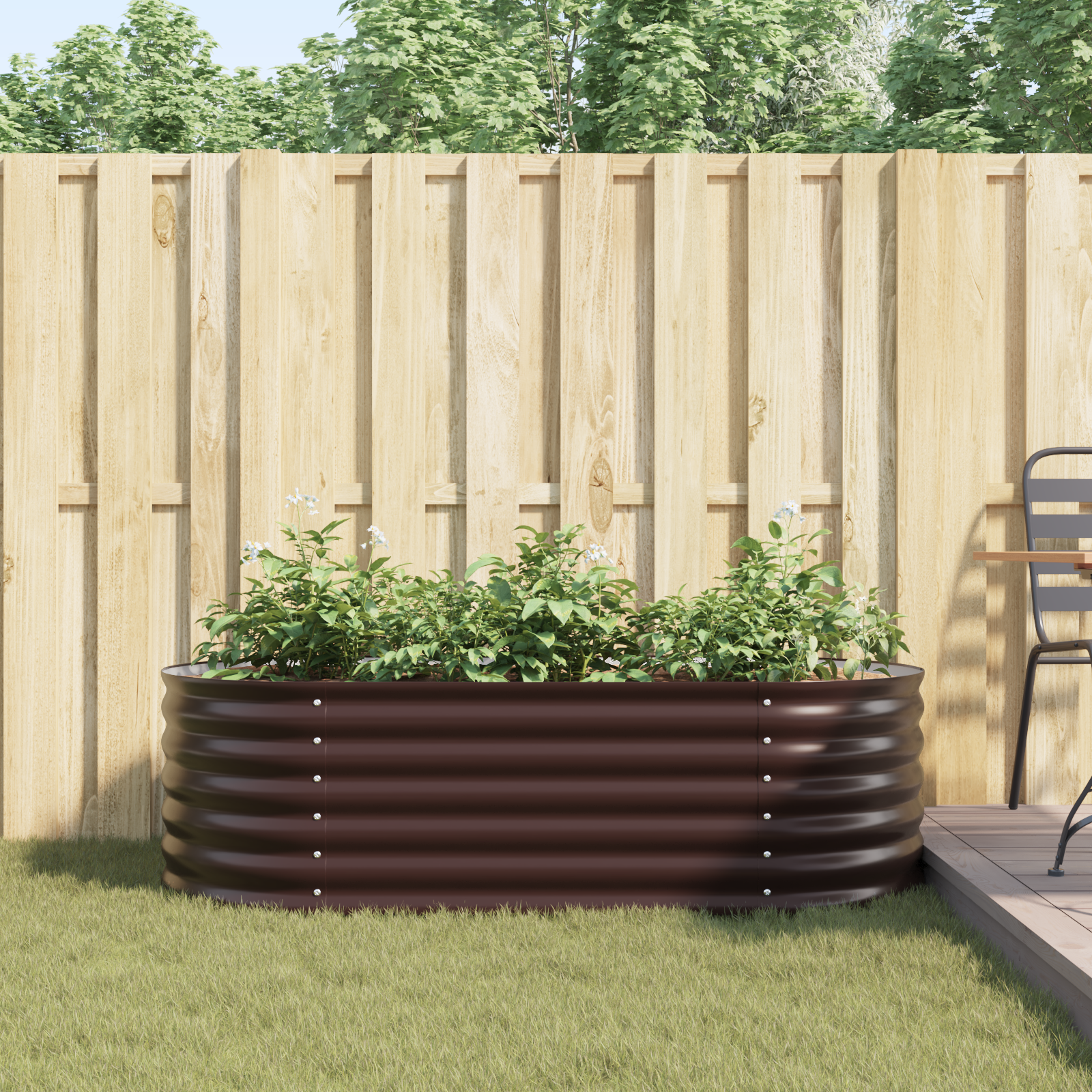 Răsad de grădină Brown 160x80x44 cm din oțel galvanizat GartenMobel Dekor