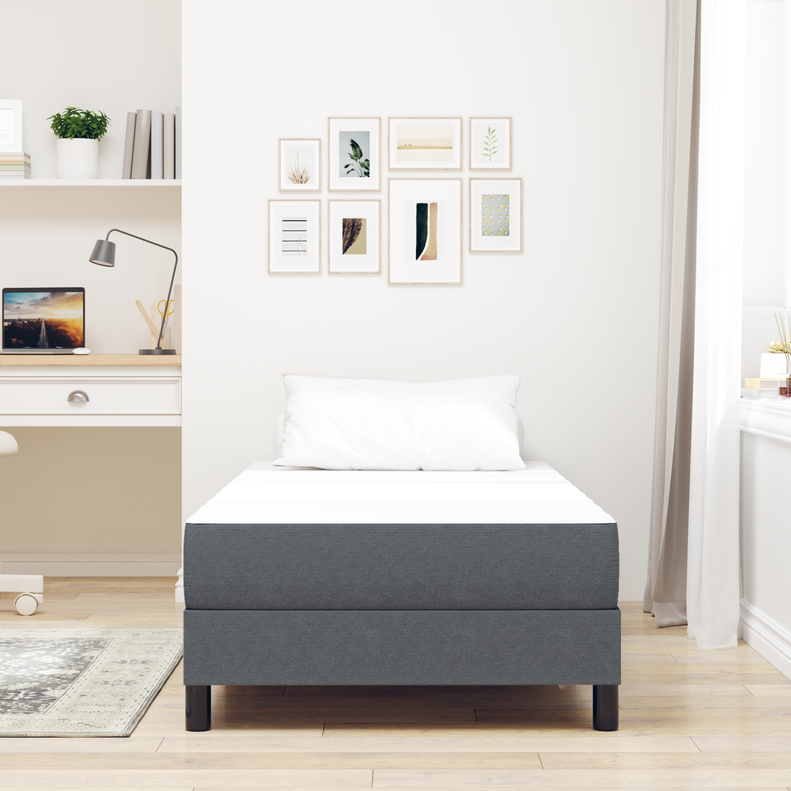 Saltea cu Arcuri Pocket Gri închis Medie 80x200x20 cm Material GartenMobel Dekor