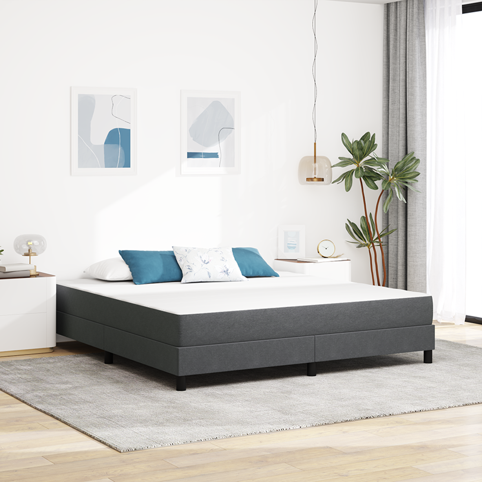 Saltea medie cu arcuri - Gri închis - 180x200x20 cm Țesătură GartenMobel Dekor
