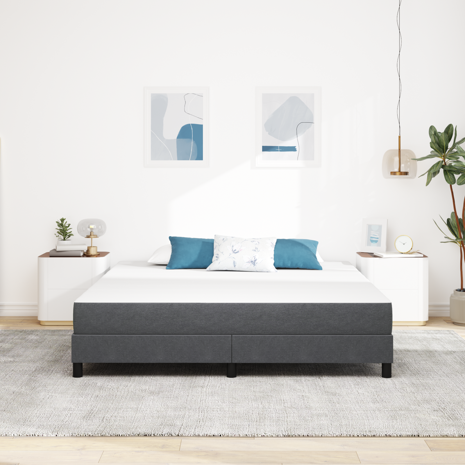 Saltea medie cu arcuri - Gri închis - 180x200x20 cm Țesătură GartenMobel Dekor
