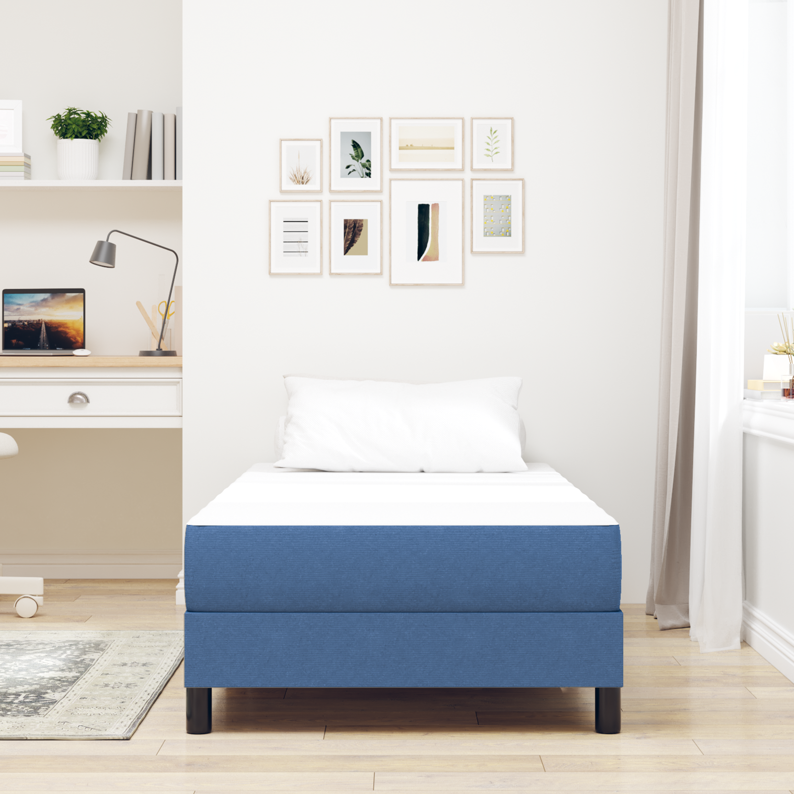 Saltea cu arcuri Pocket  Albastră Medie 90x190x20 cm Textil GartenMobel Dekor