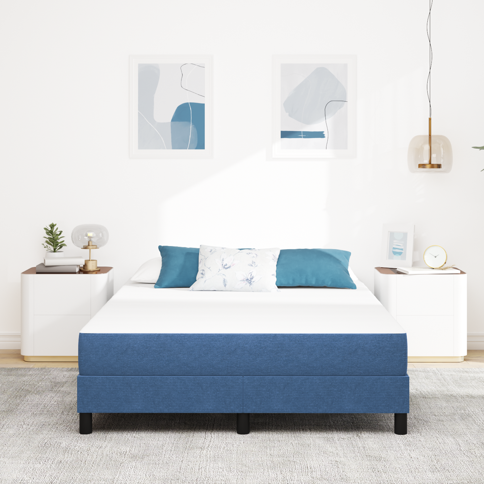 Saltea cu arcuri pocket  Albastră Medie 140x190x20 cm, din textile GartenMobel Dekor