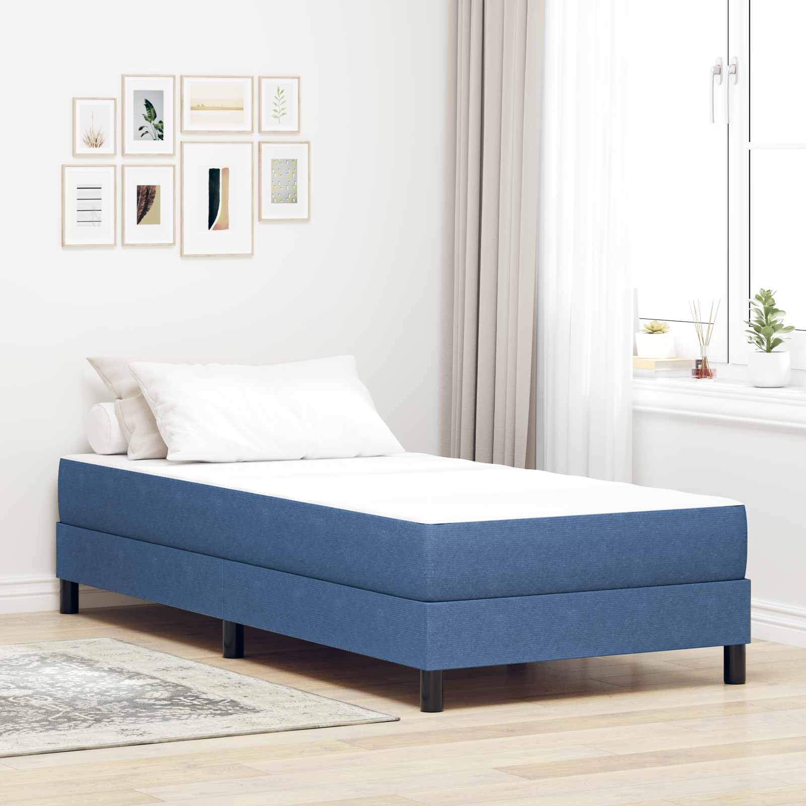 Saltea cu arcuri pocket  Albastru Medie 90x200x20 cm Fabric GartenMobel Dekor
