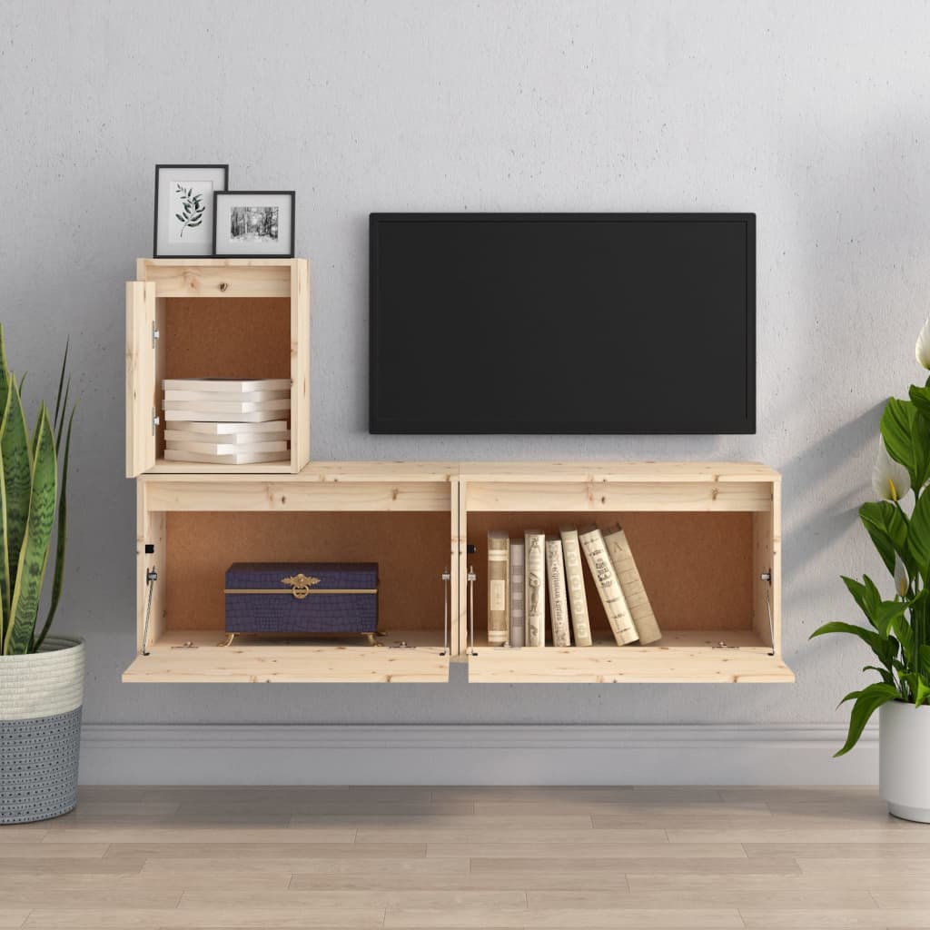 Comode TV, 3 buc., lemn masiv de pin GartenMobel Dekor