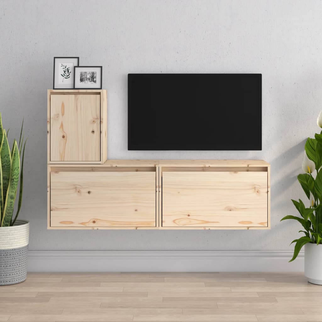 Comode TV, 3 buc., lemn masiv de pin GartenMobel Dekor