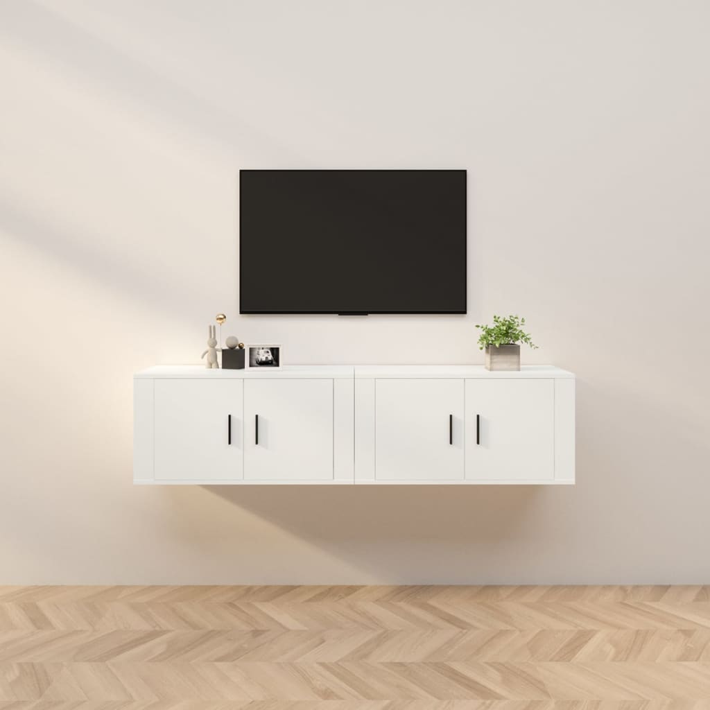 Dulapuri TV montate pe perete, 2 buc., alb, 80x34,5x40 cm GartenMobel Dekor