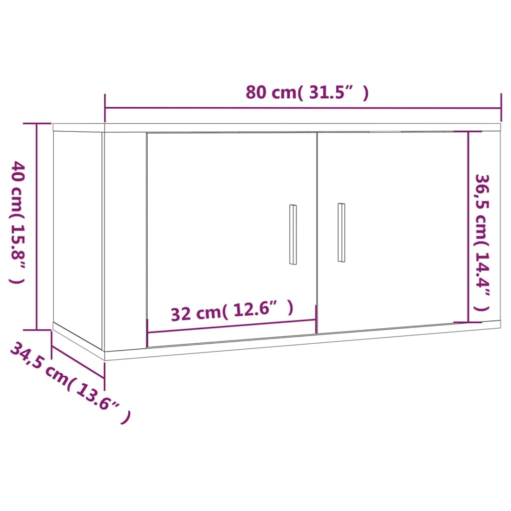 Dulapuri TV montate pe perete, 2 buc., alb, 80x34,5x40 cm GartenMobel Dekor